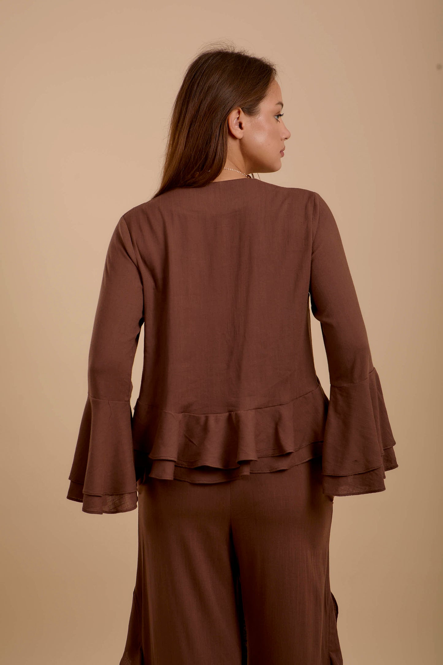 Brown Boho Long sleeve Top