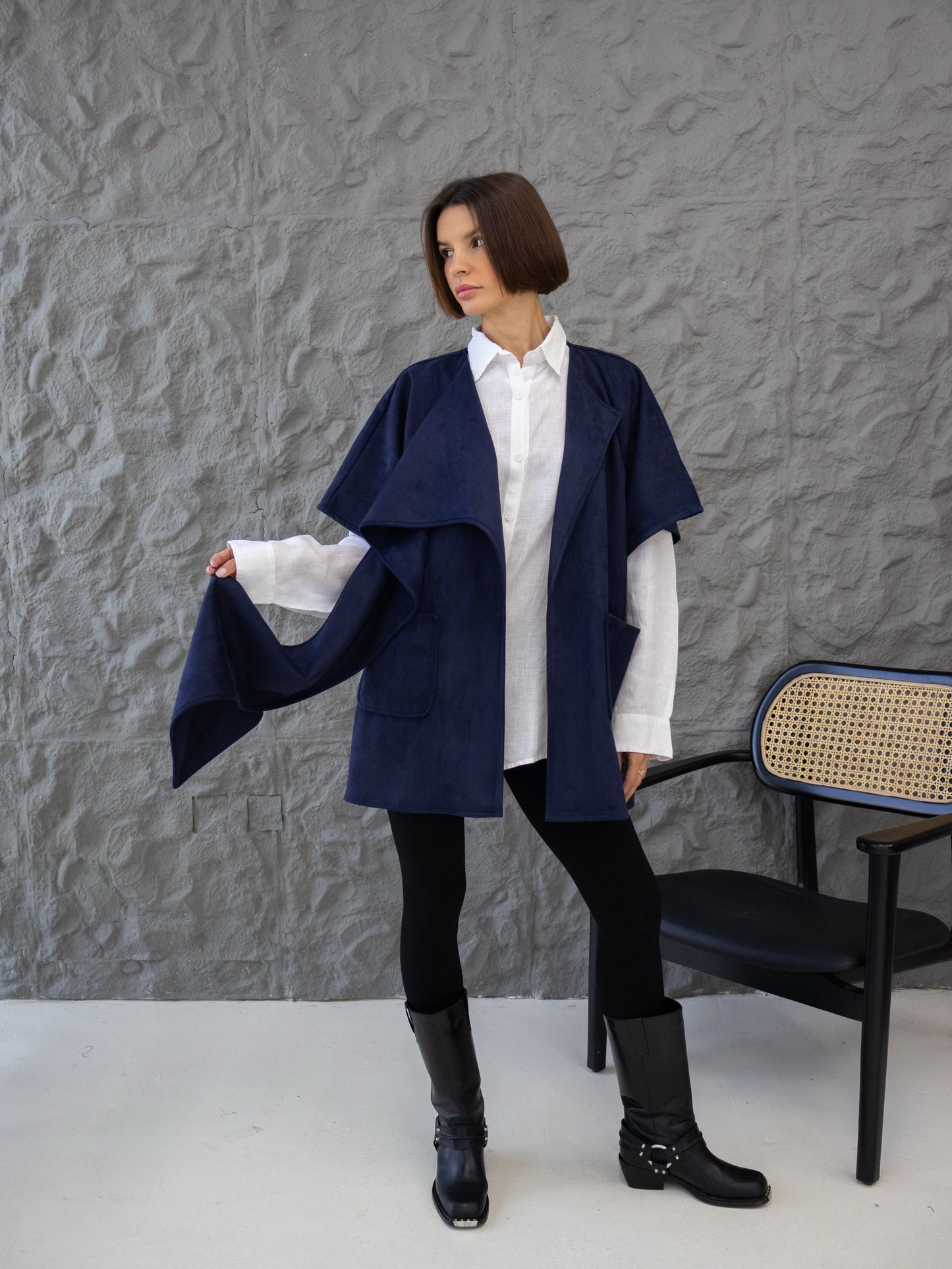 Cozy Shawl Jacket (Navy)