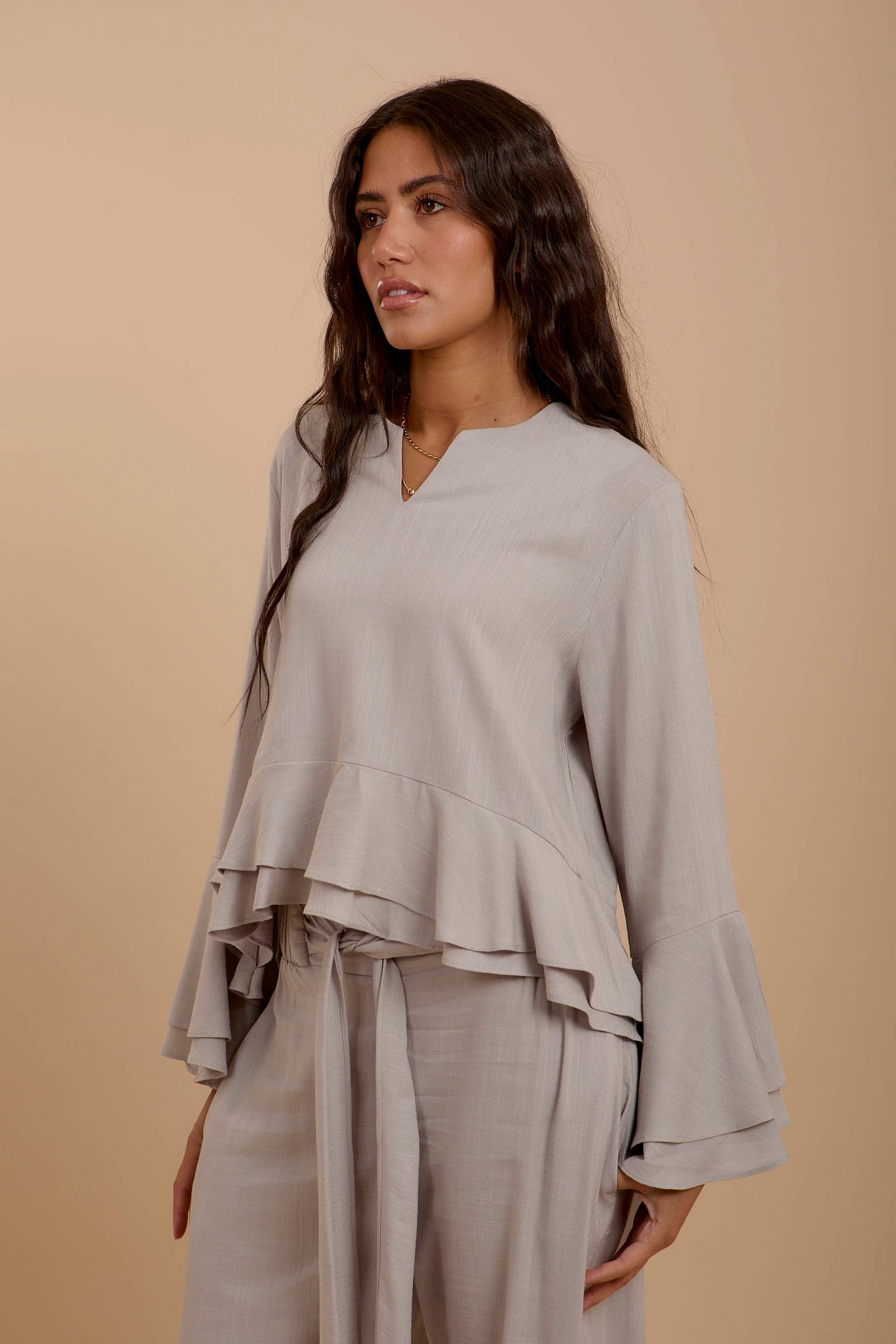 Grey Boho Long sleeve Top