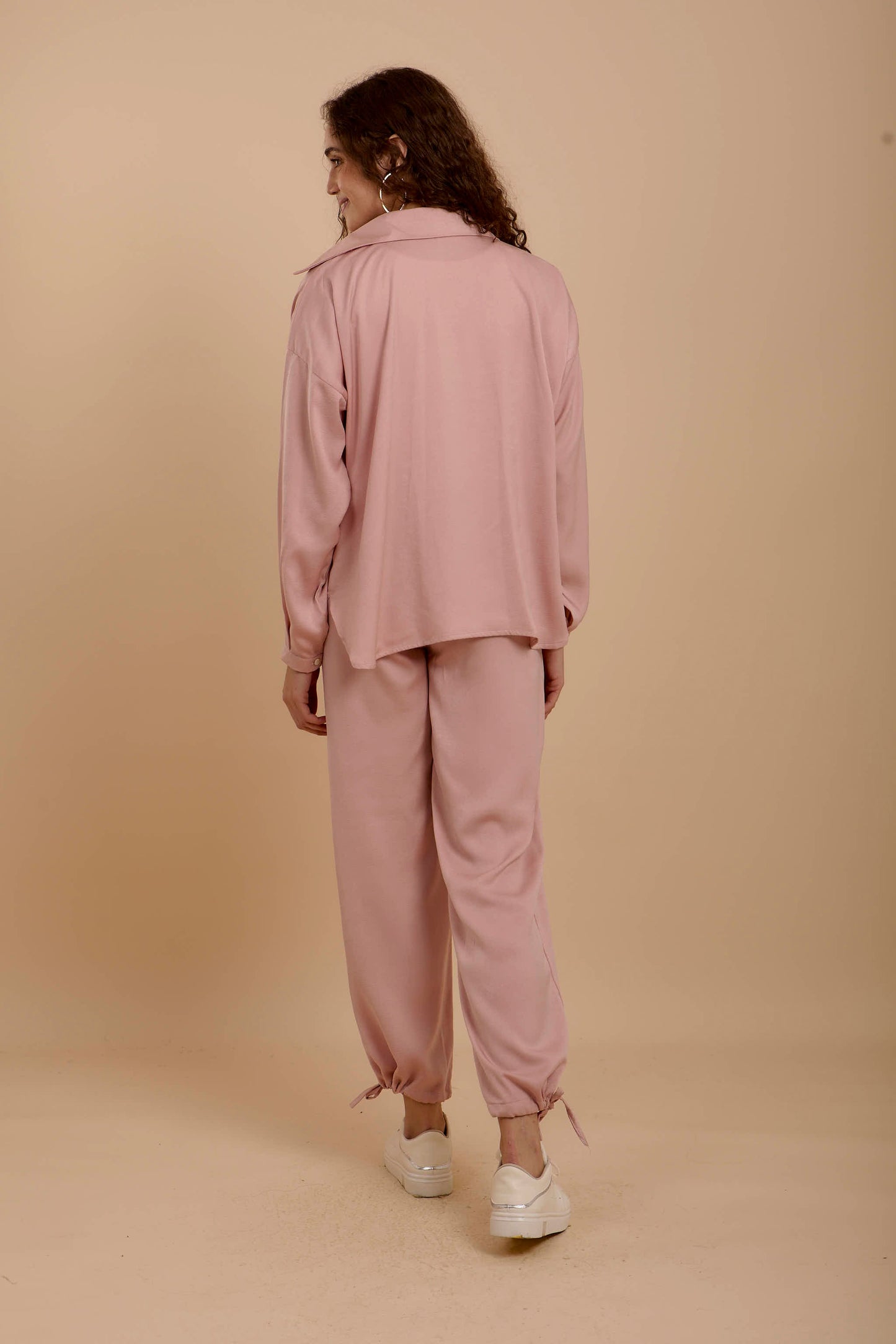 Pink Crushed satin Set