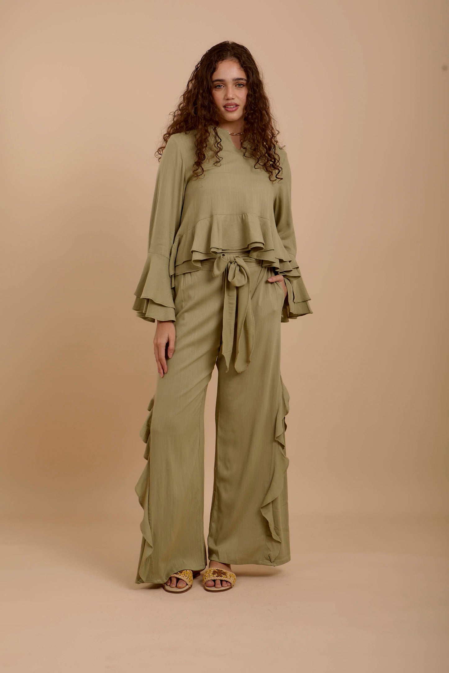 Olive Boho Long sleeve Top