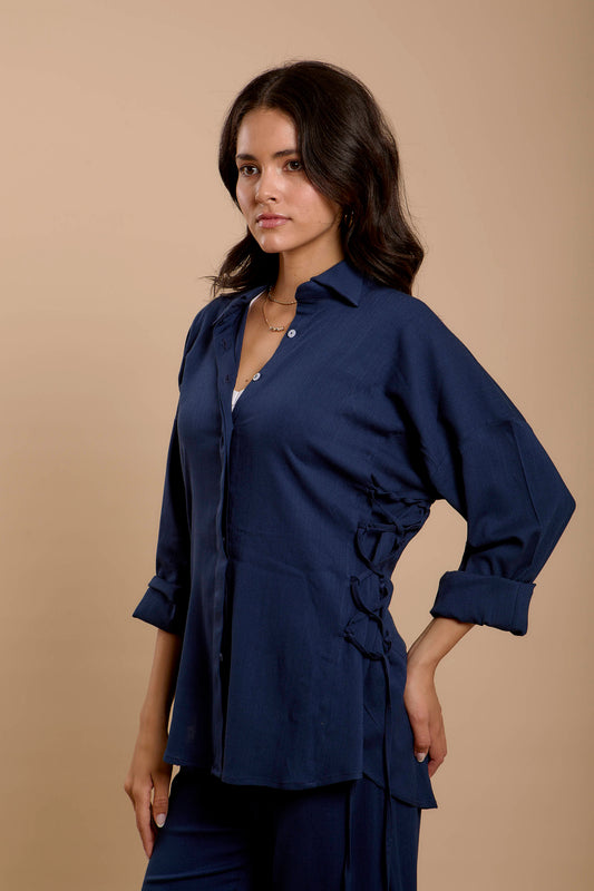 Navy Side sinching Shirt