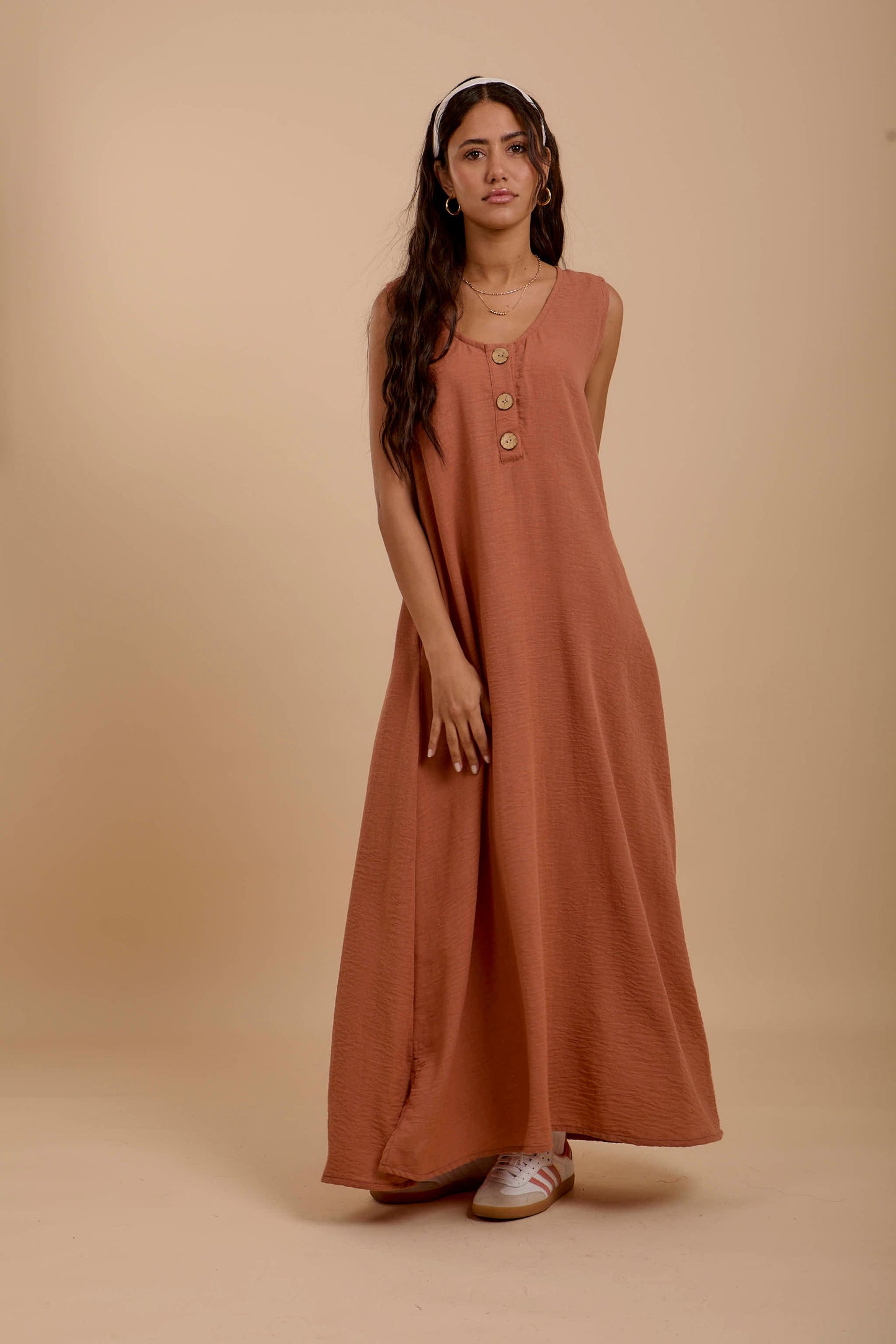 Sleeveless Brown Dress