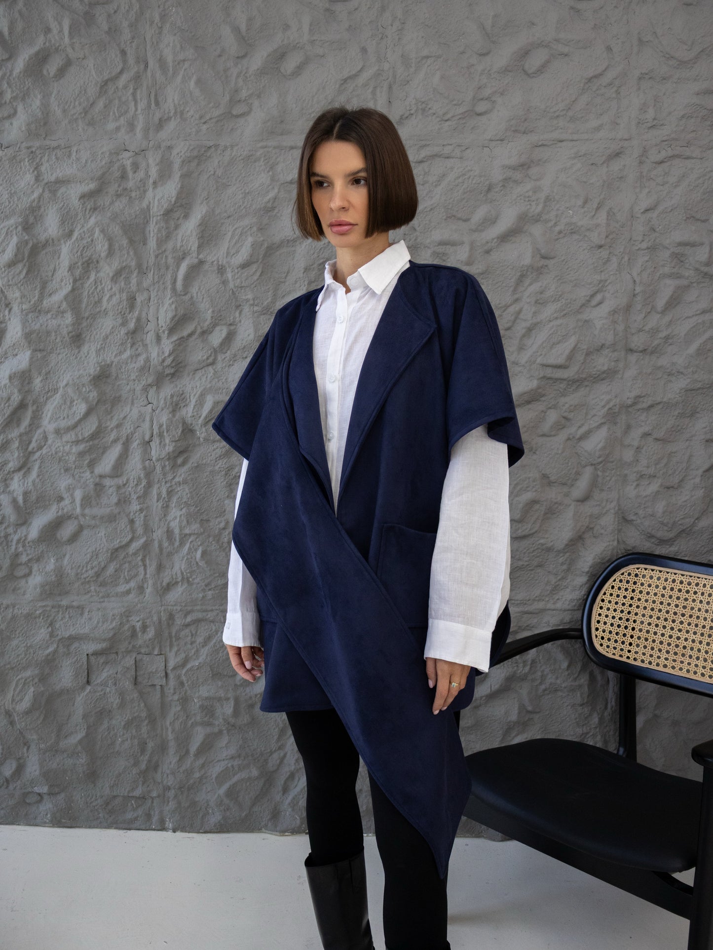 Cozy Shawl Jacket (Navy)
