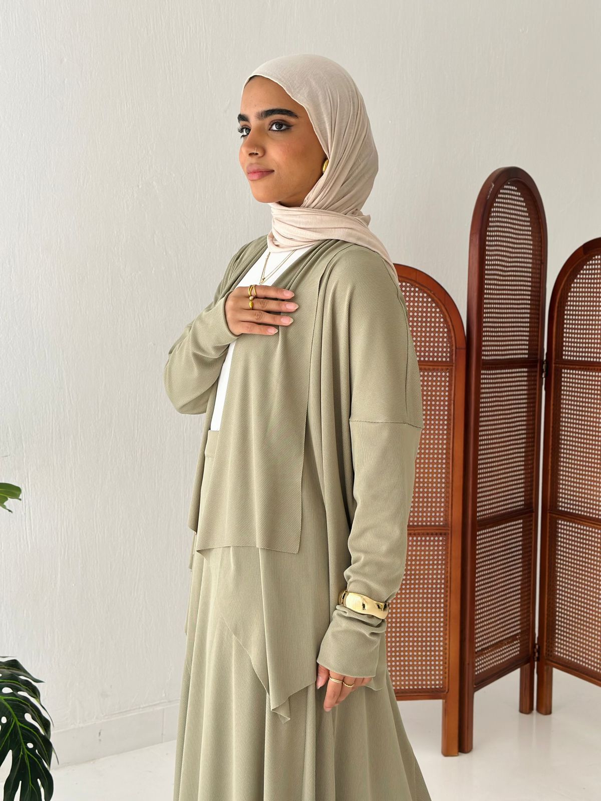 Elegance In Motion Skirt Set In Olive