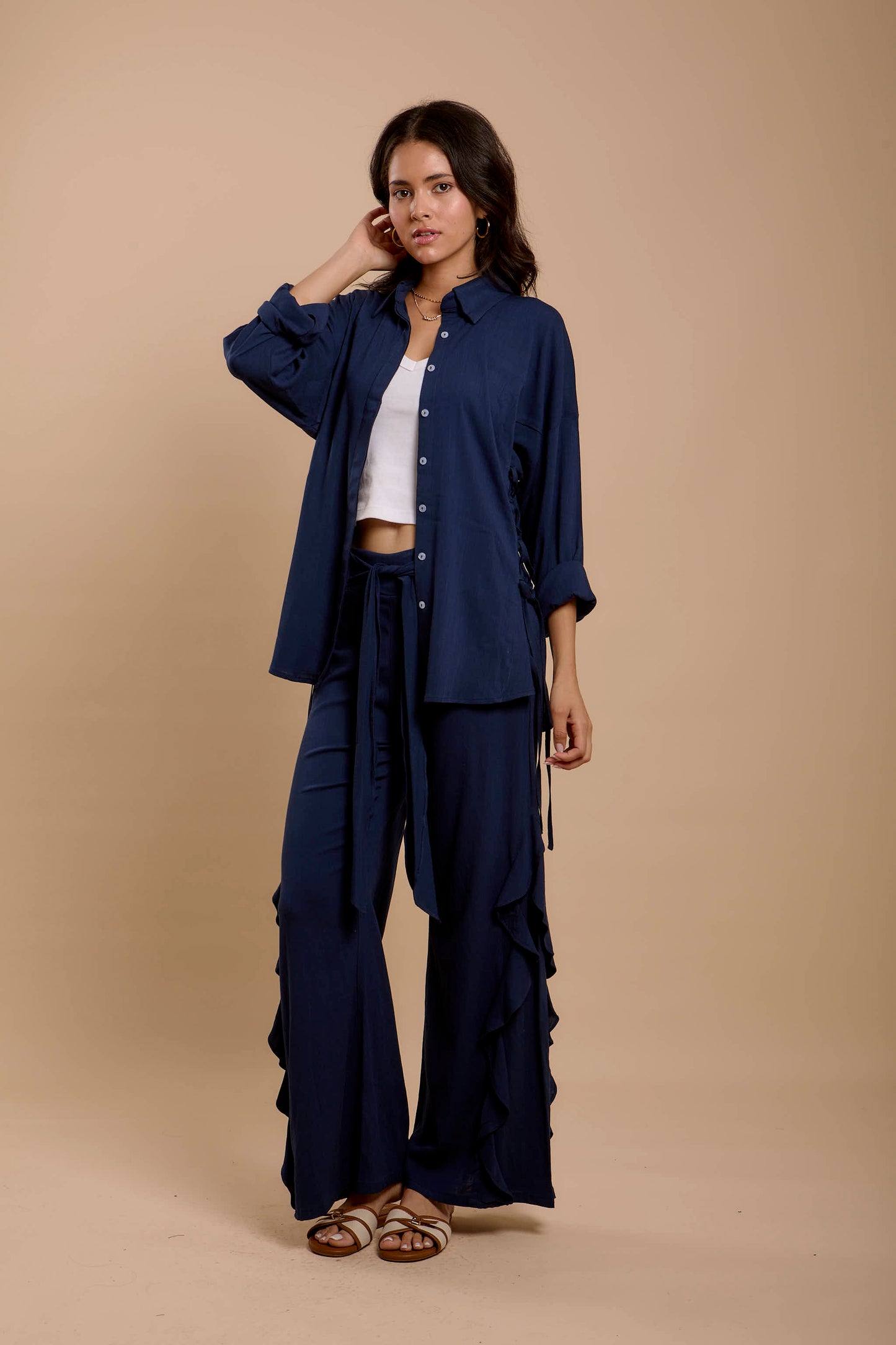 Navy Side sinching Shirt
