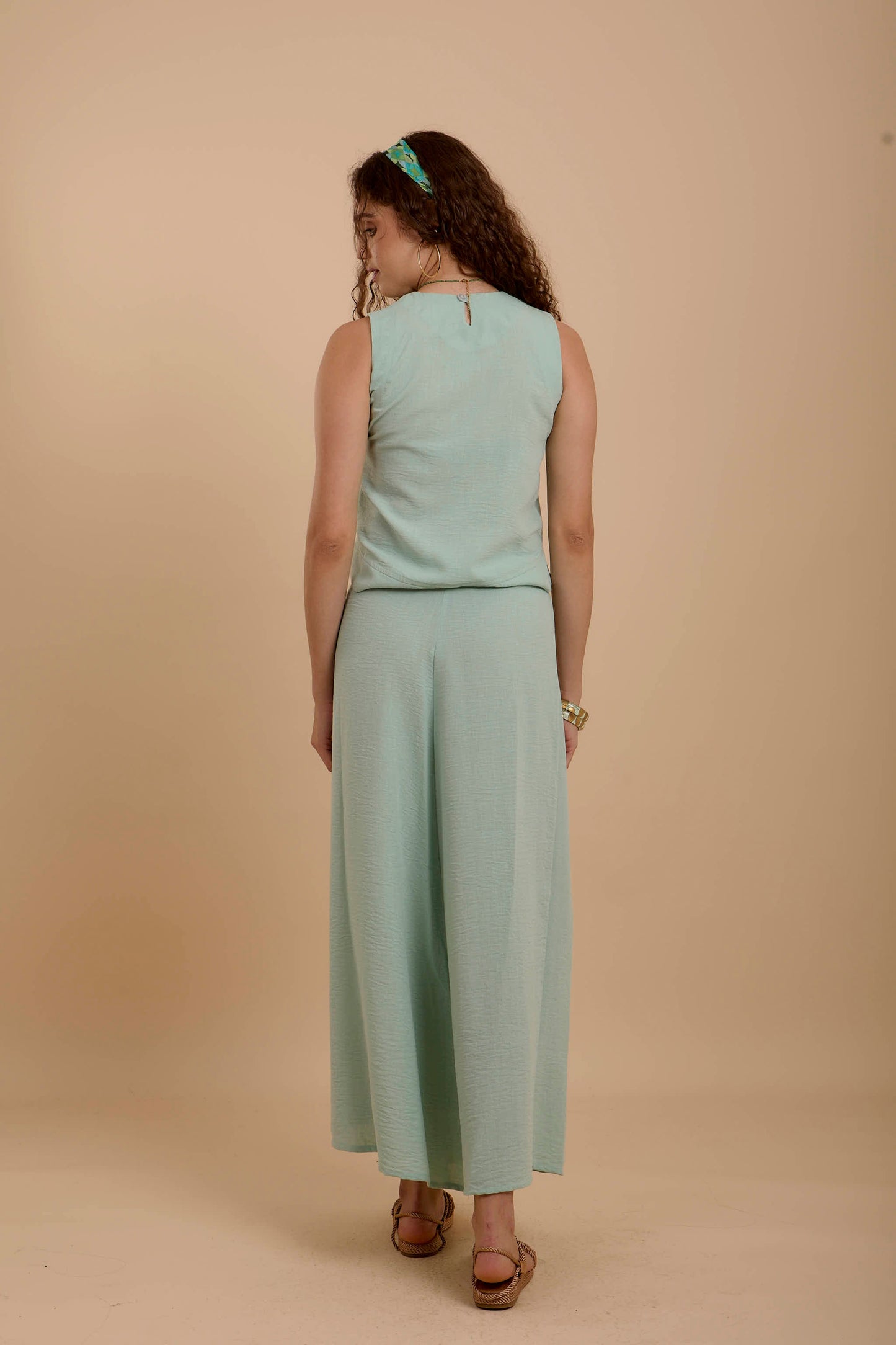Mint Linen Sleeveless Top