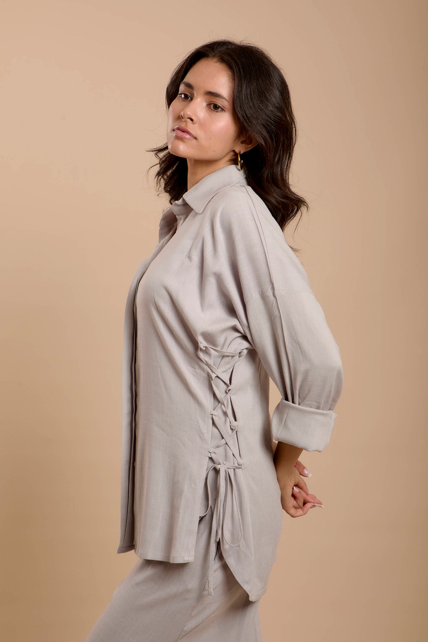 Grey Side sinching Shirt