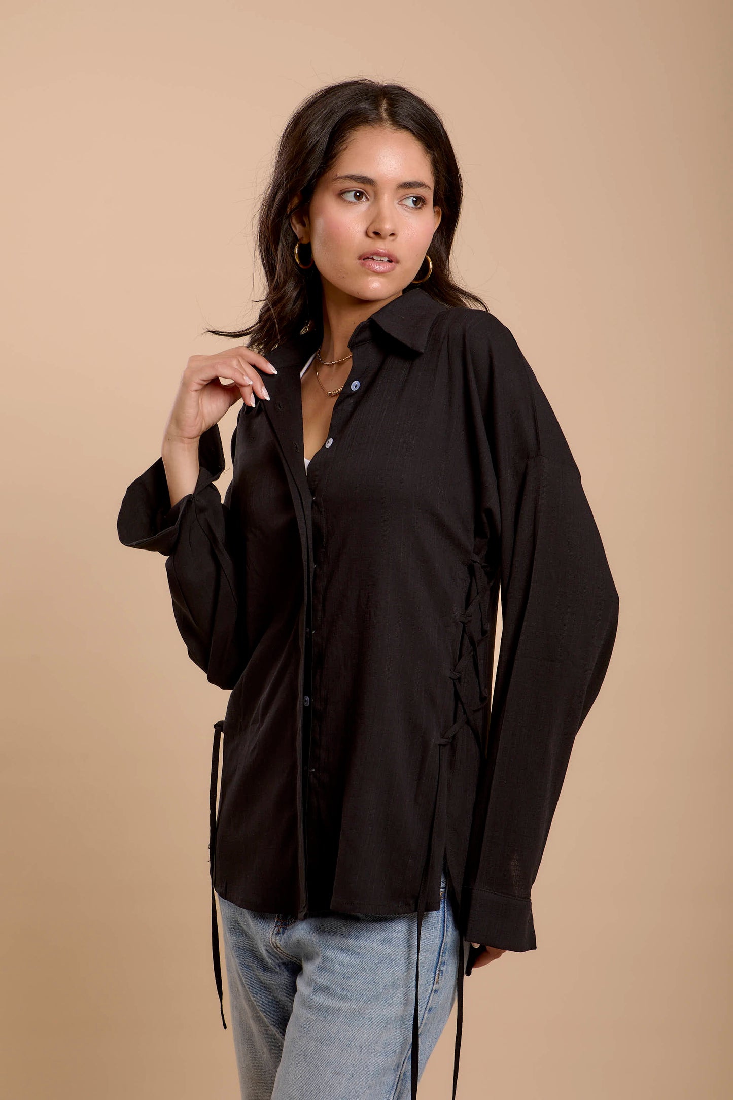 Black Side sinching Shirt