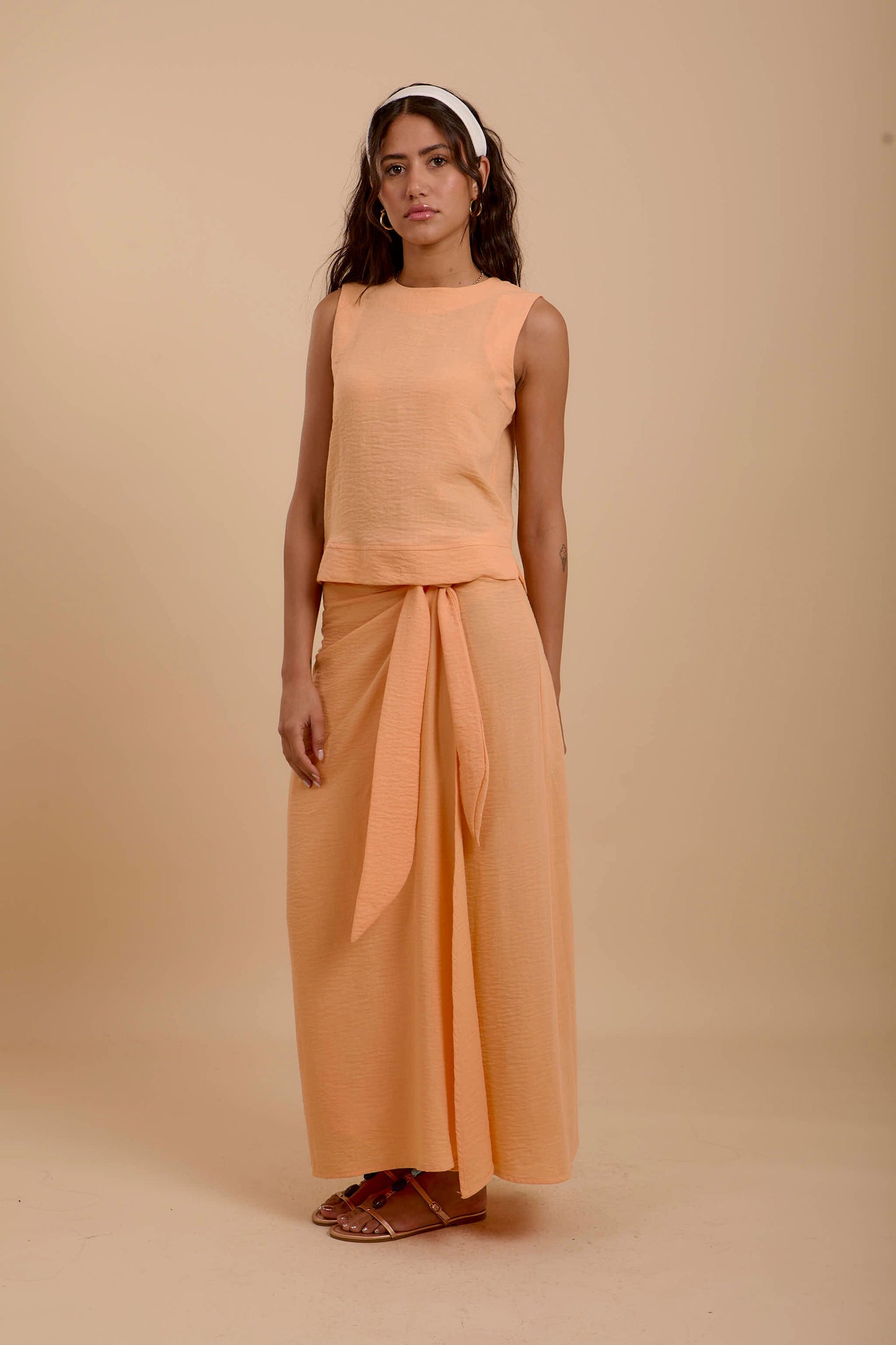 Orange Linen Sleeveless Top