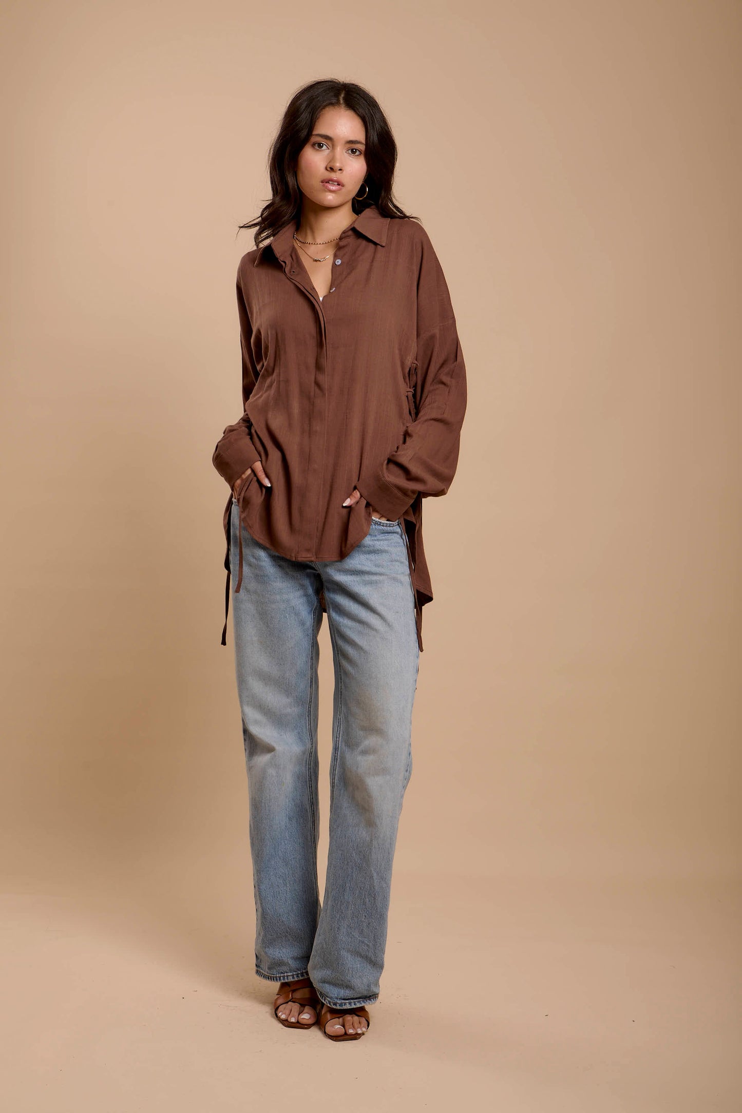 Brown Side sinching Shirt