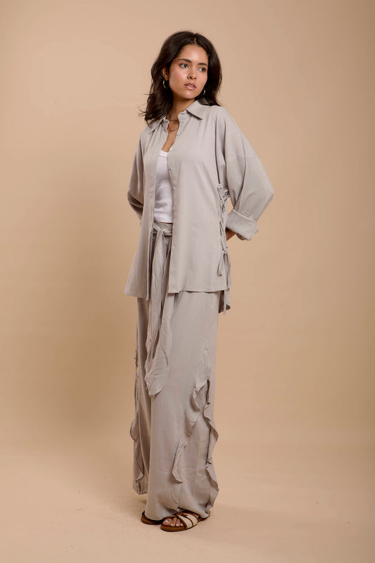 Grey Side sinching Shirt