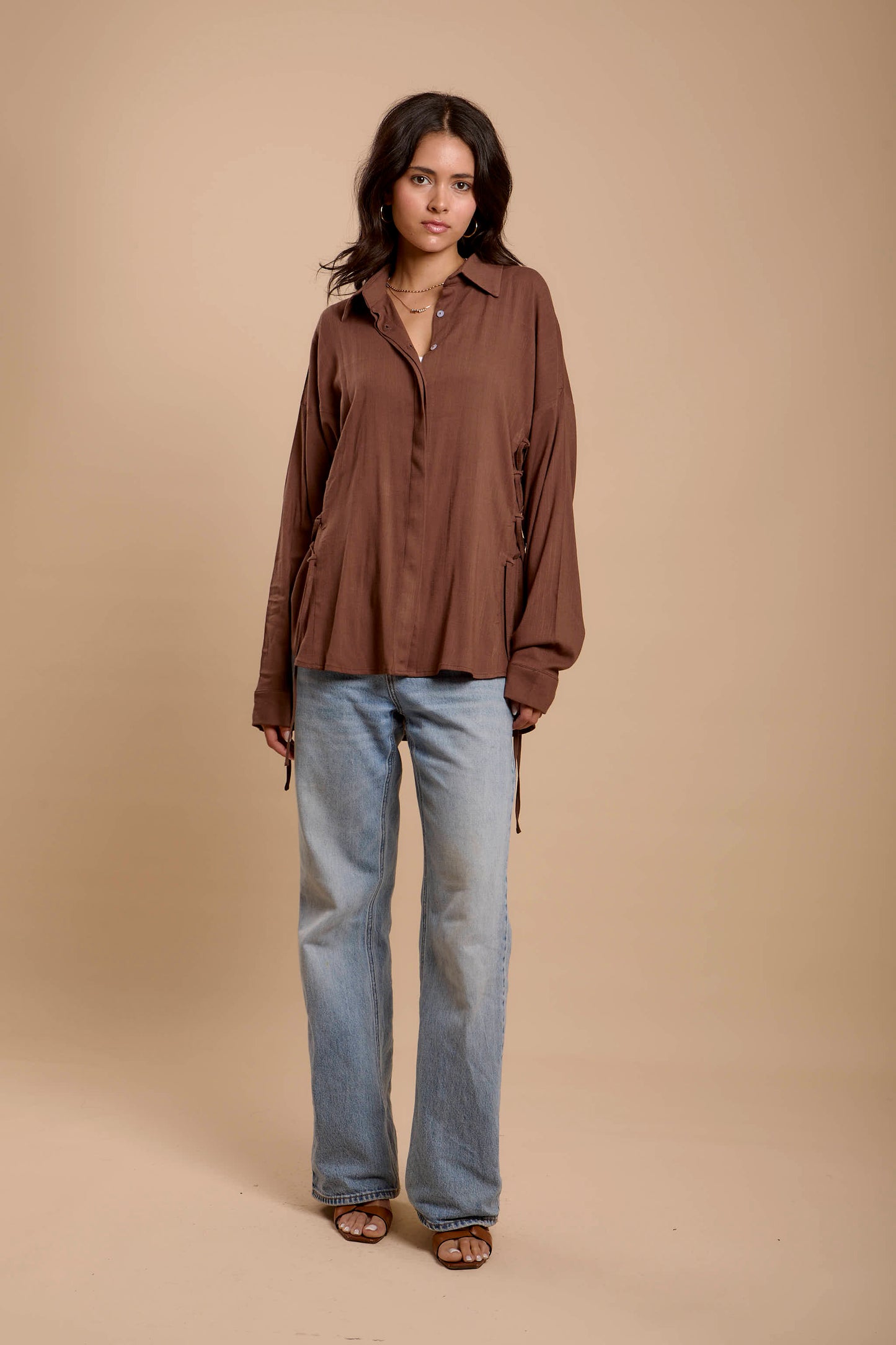 Brown Side sinching Shirt
