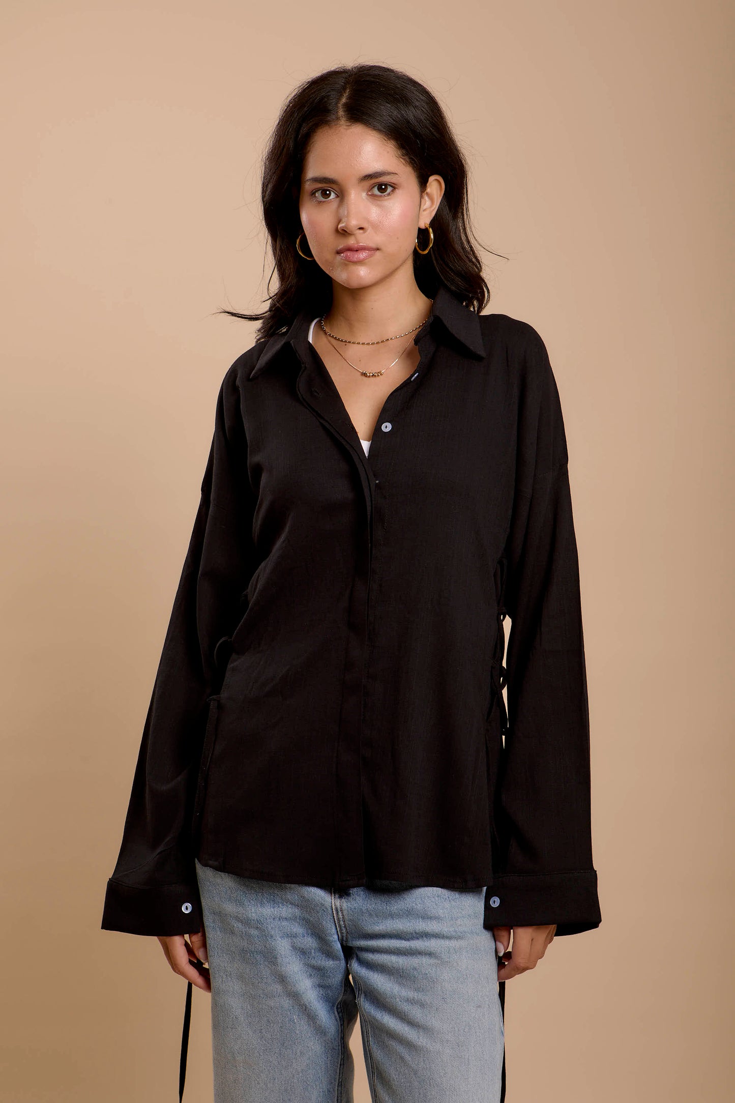 Black Side sinching Shirt
