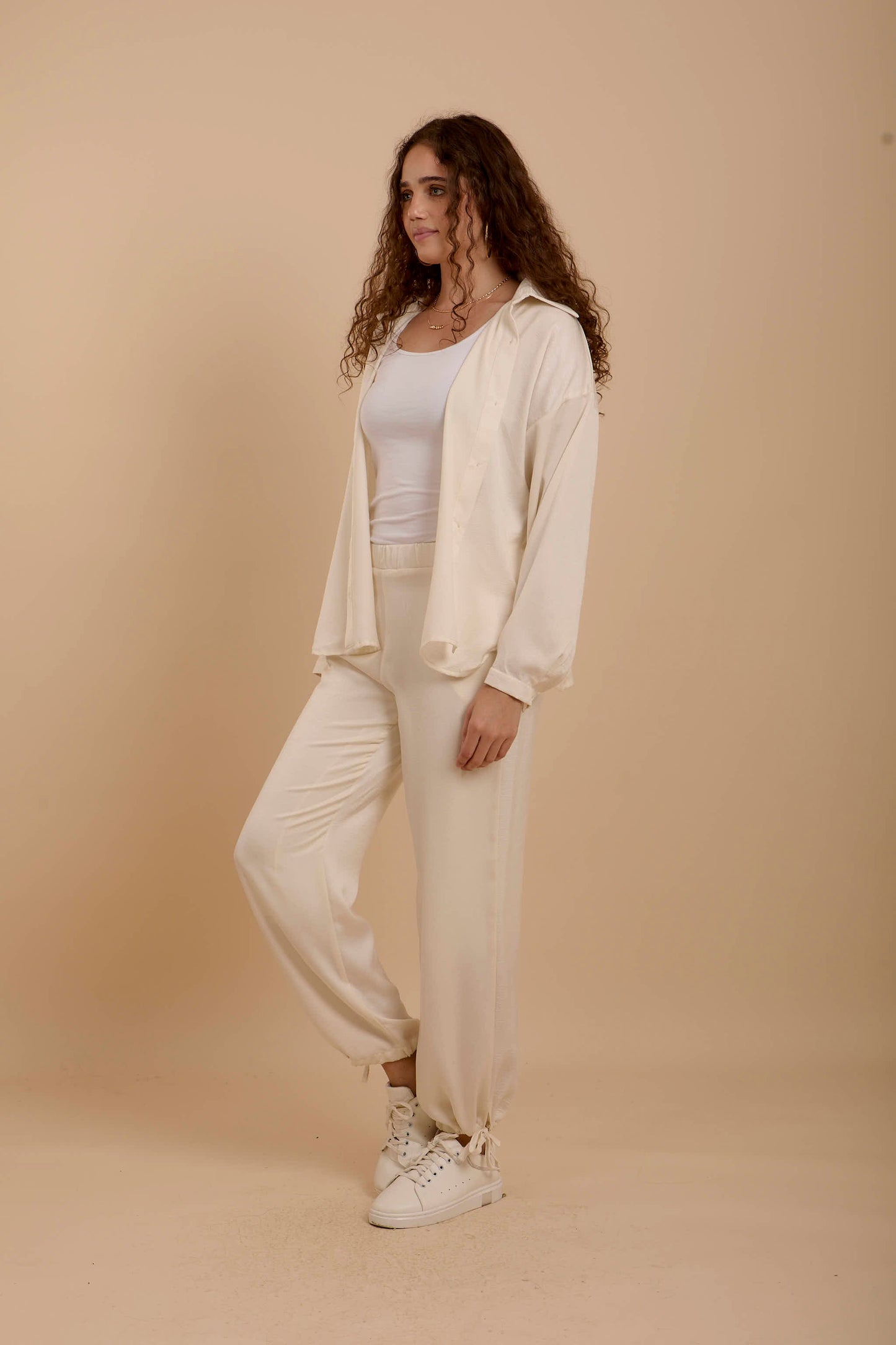 Creme Crushed satin Set