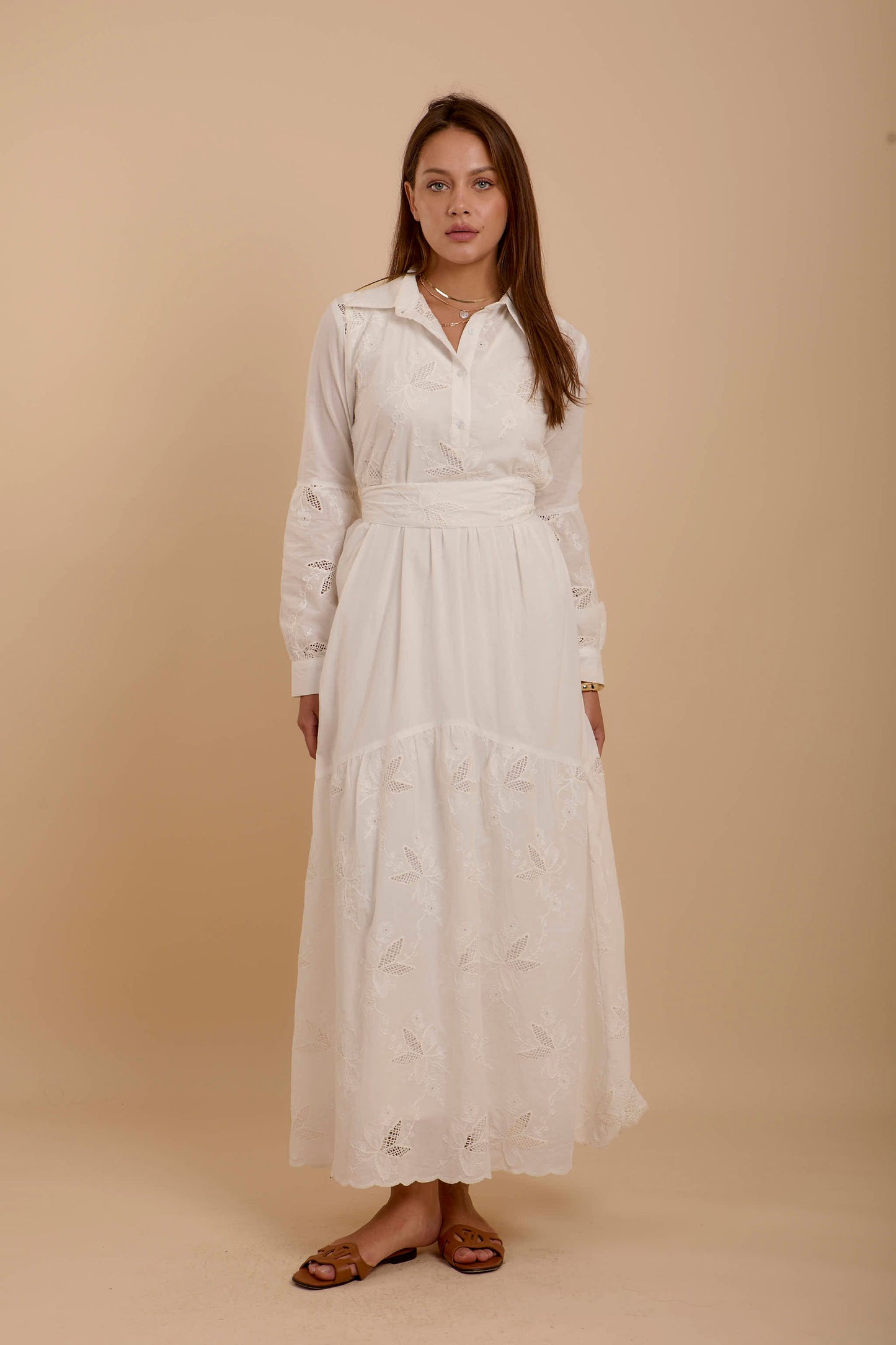 Embroidered white summer dress