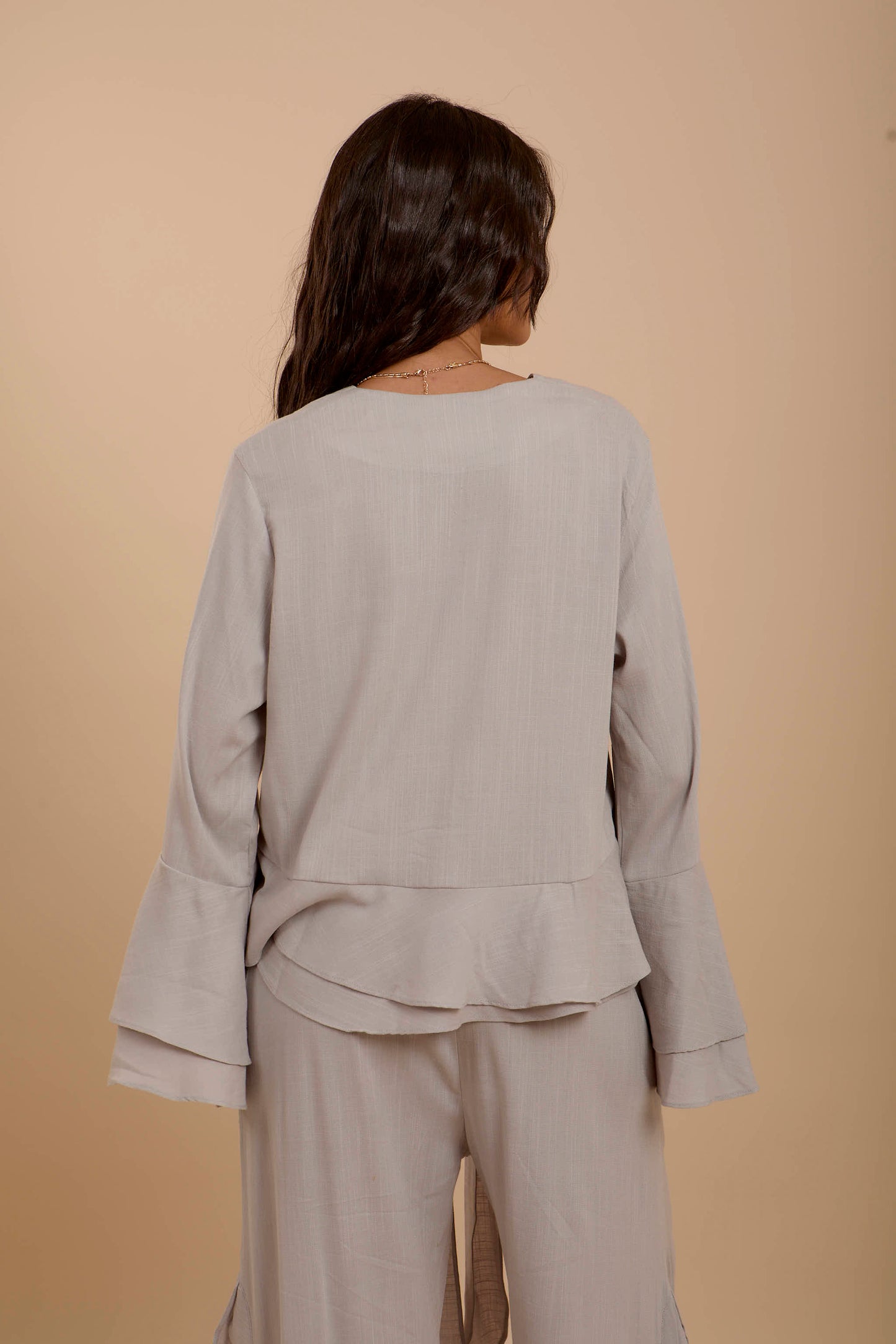Grey Boho Long sleeve Top