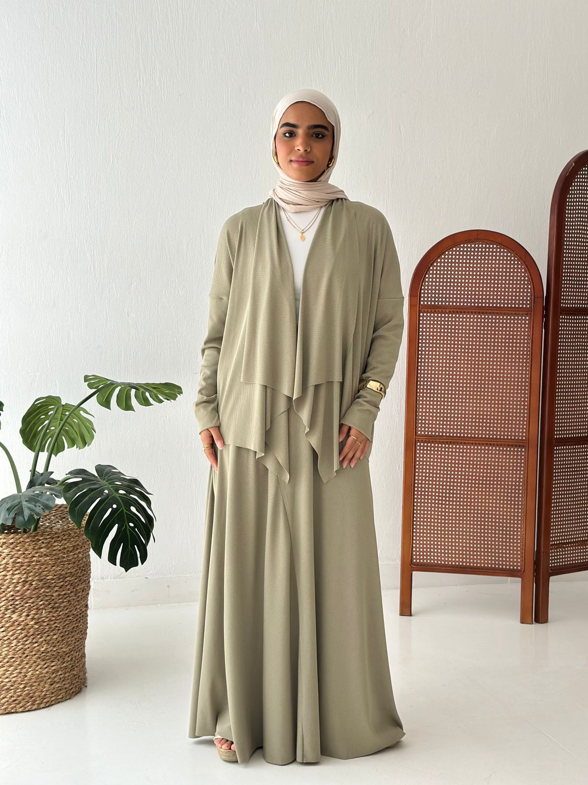 Elegance In Motion Skirt Set In Olive
