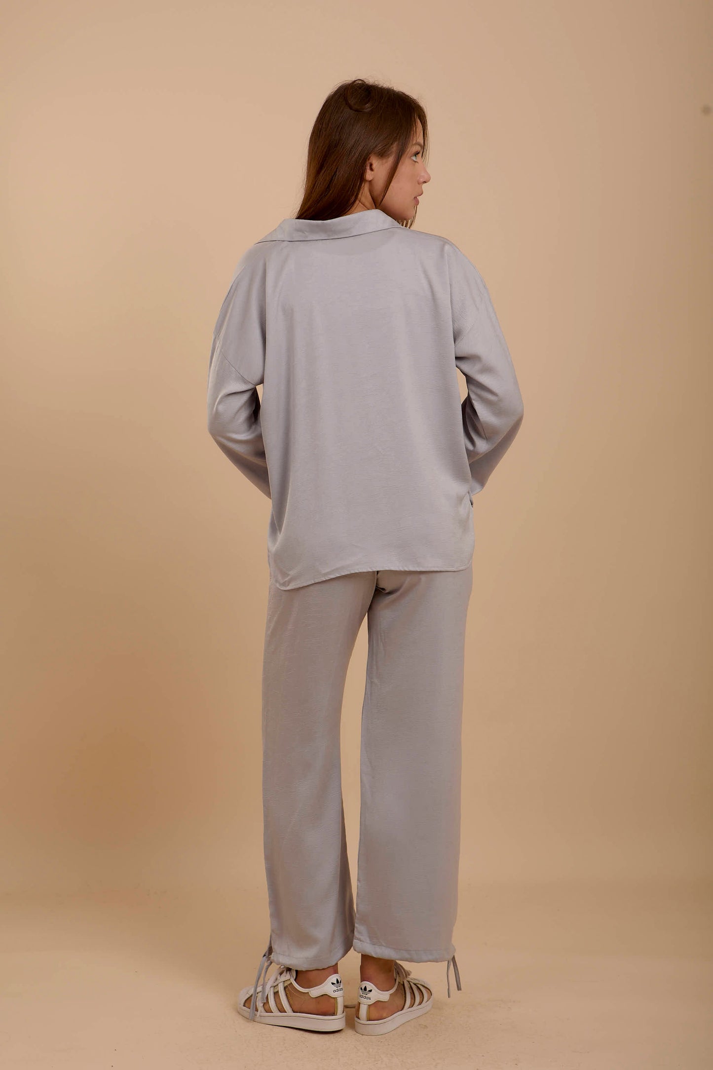 Grey Crushed satin Set
