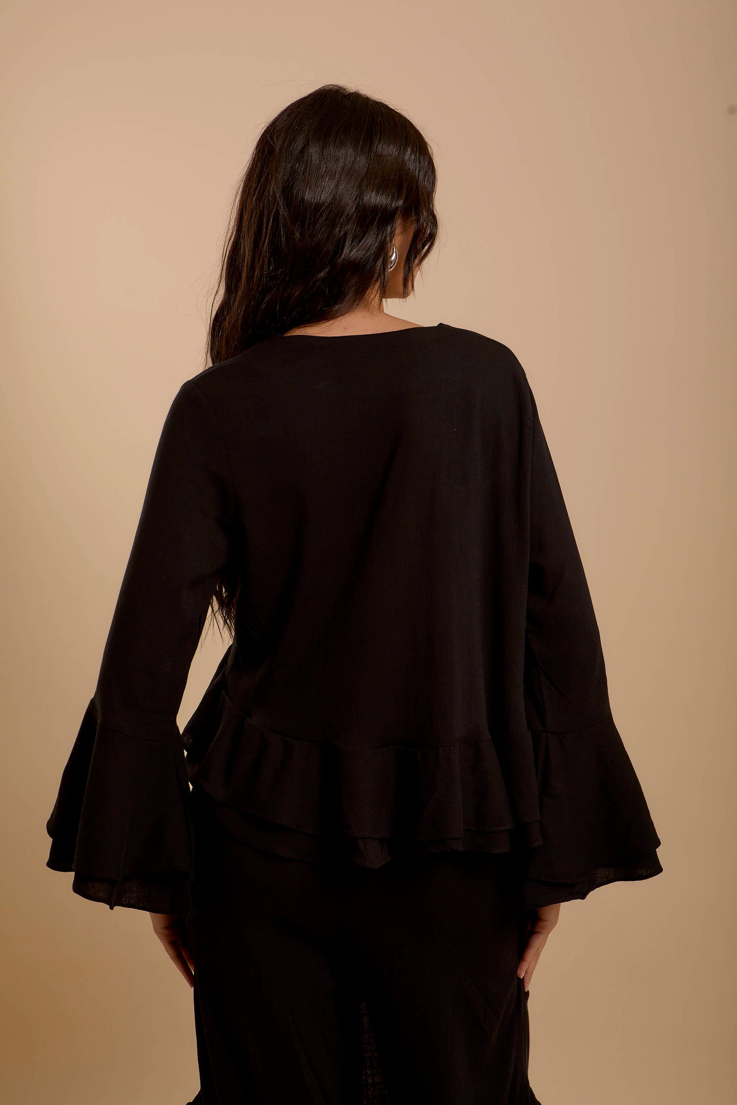 Black Boho Long sleeve Top