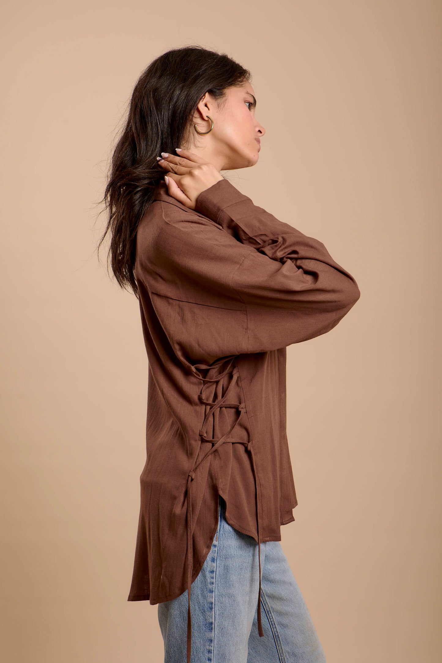 Brown Side sinching Shirt