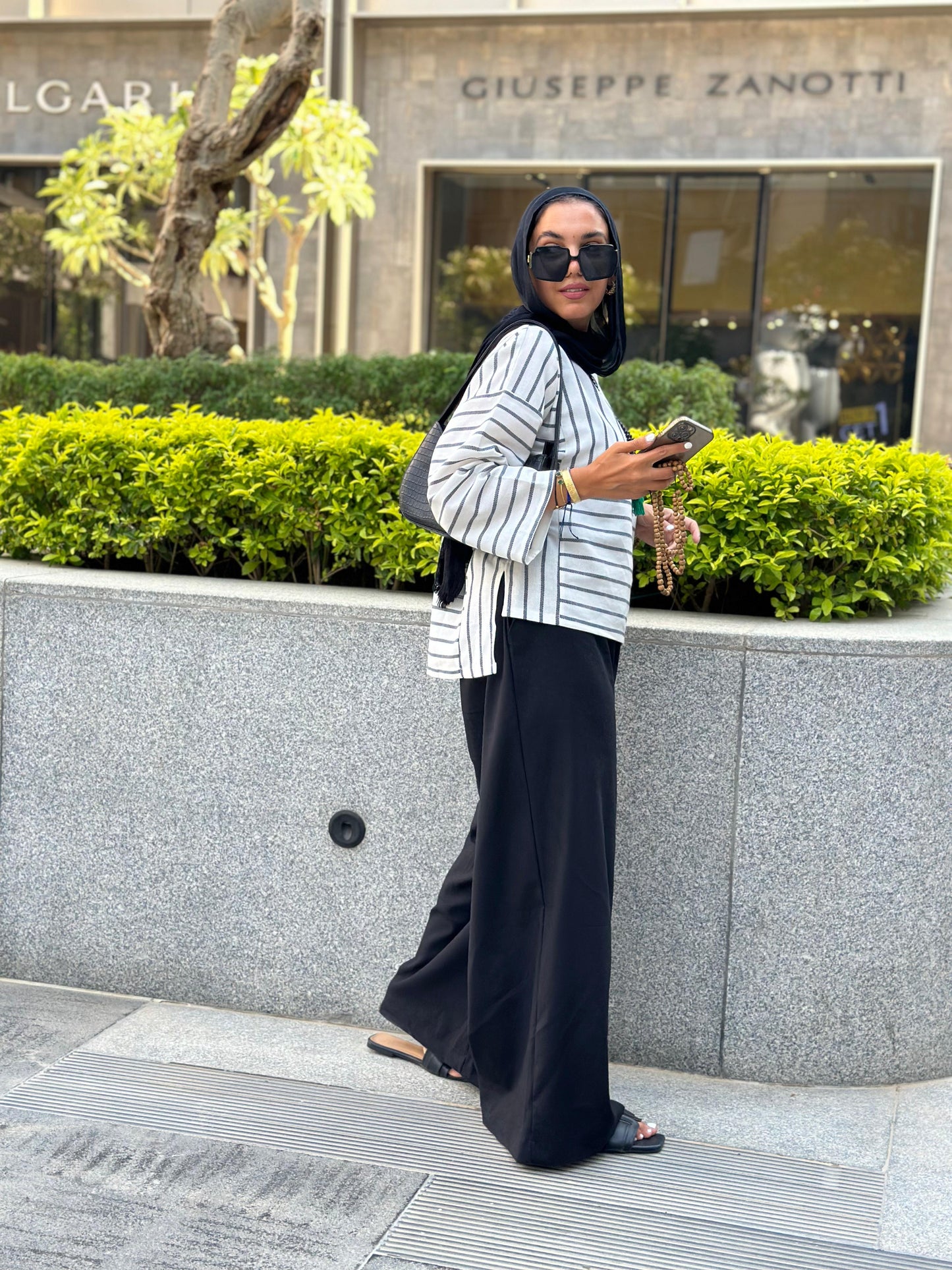 Striped linen blouse