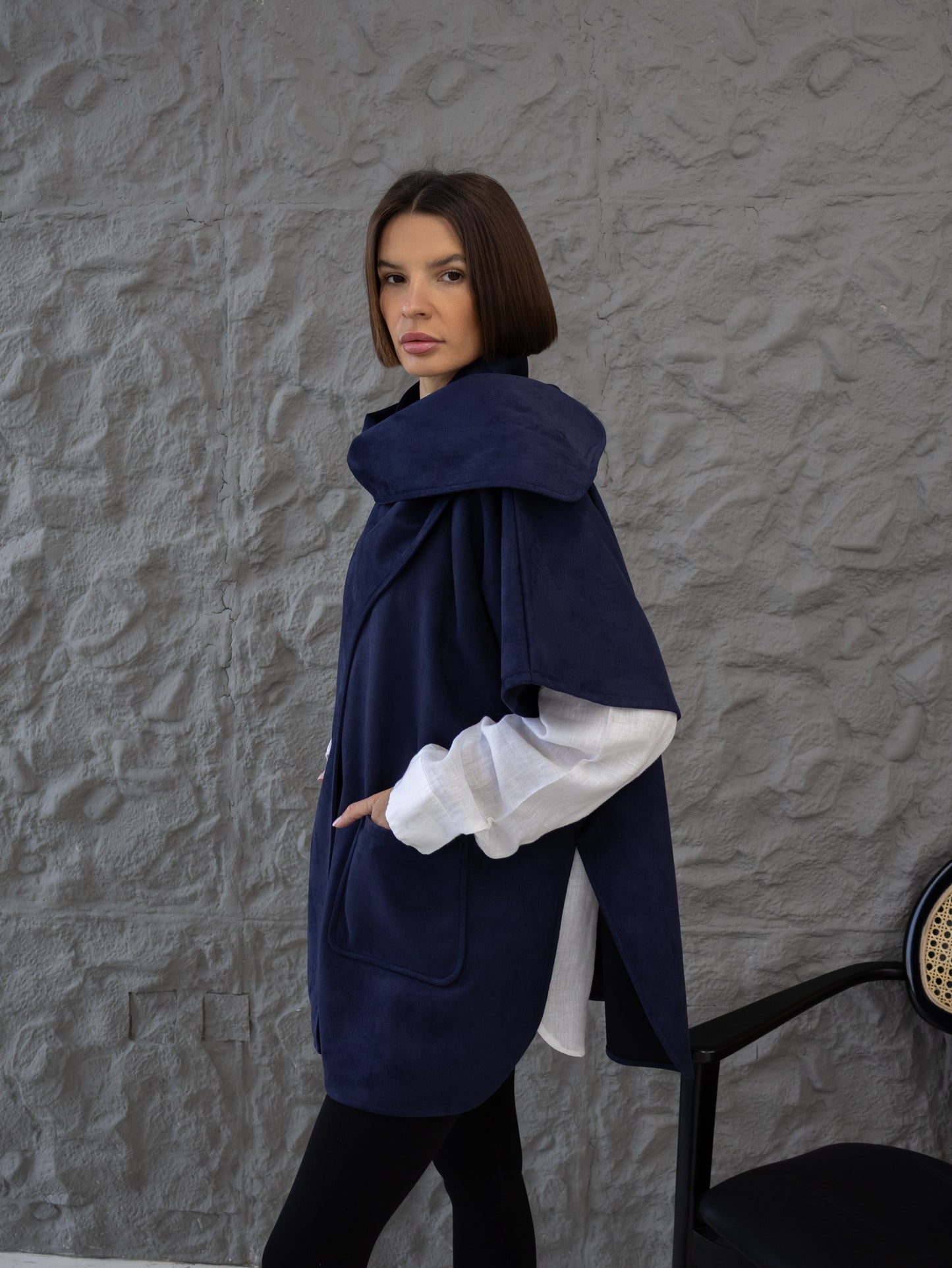 Cozy Shawl Jacket (Navy)