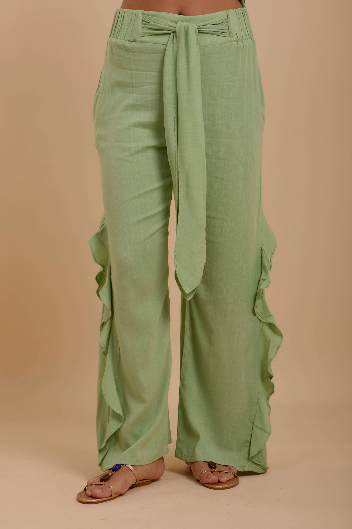 Mint side ruffles Pants