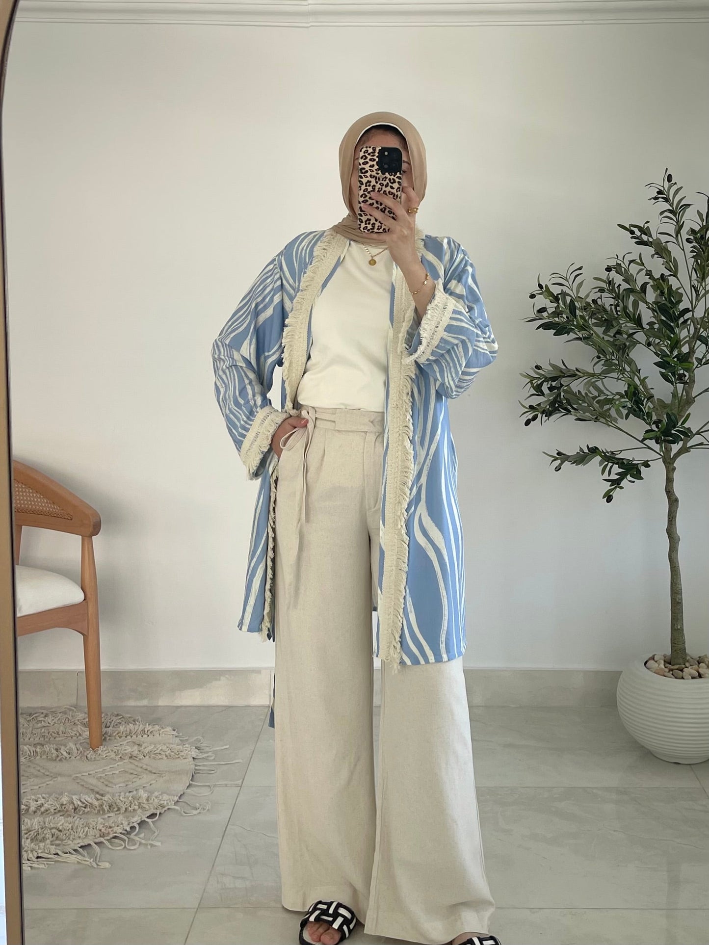 Oia Haze kimono in Sky blue