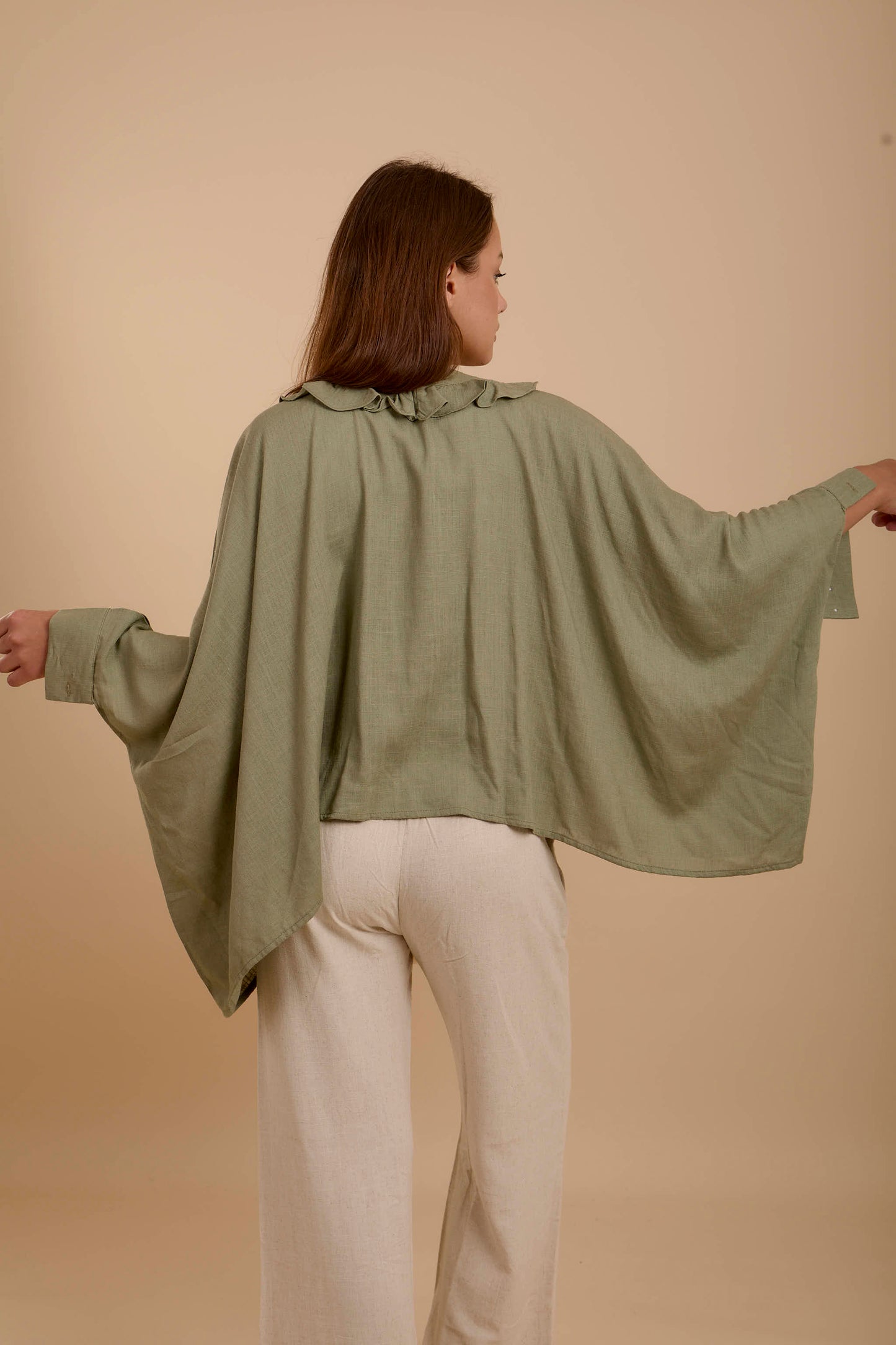 Ruffles Boho Matcha-Mint shirt