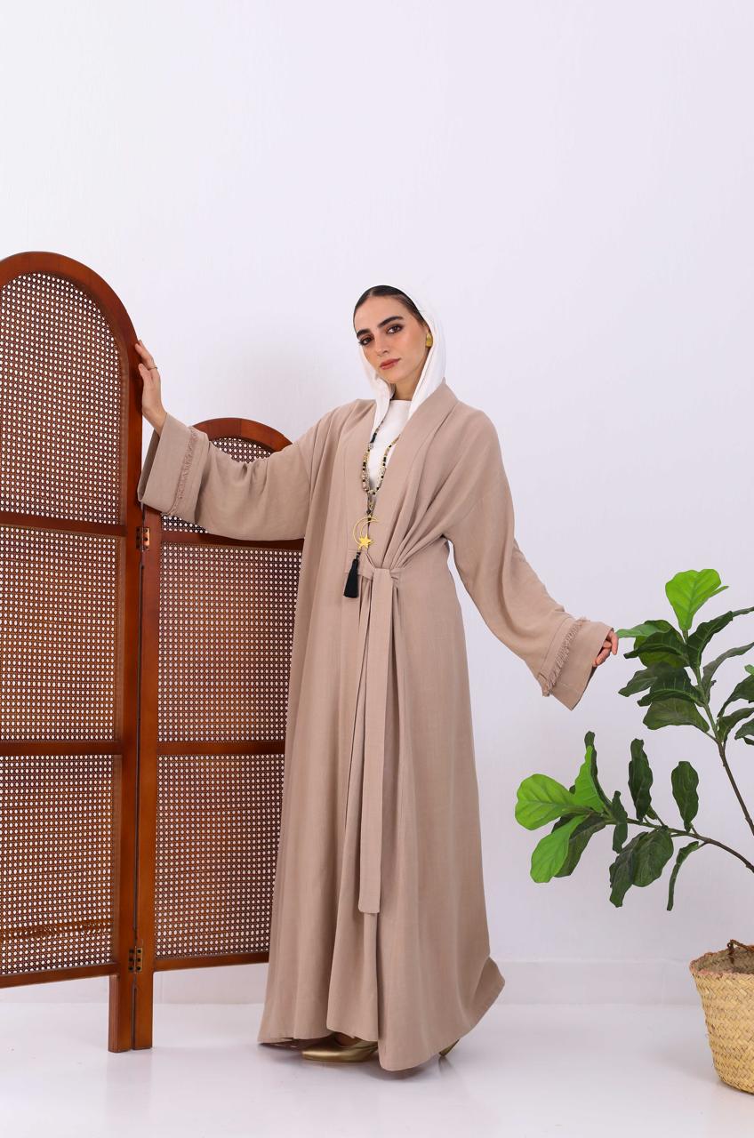 Wrapped Linen Dress In Café