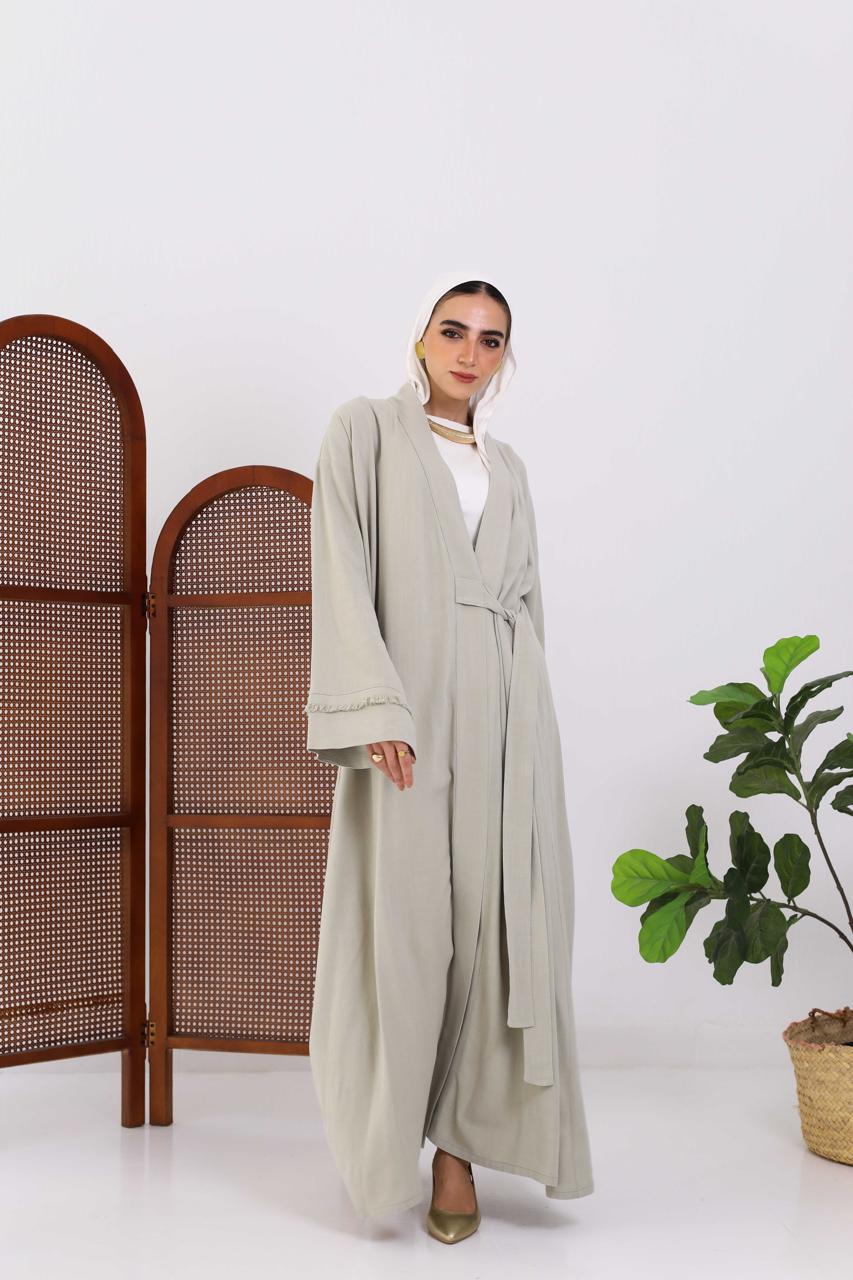Wrapped Linen Dress In Mint