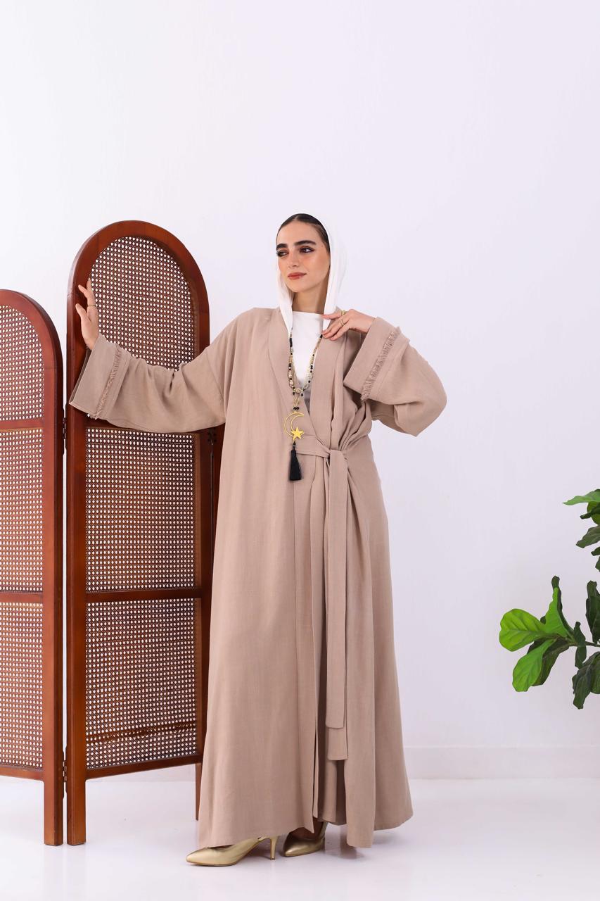 Wrapped Linen Dress In Café