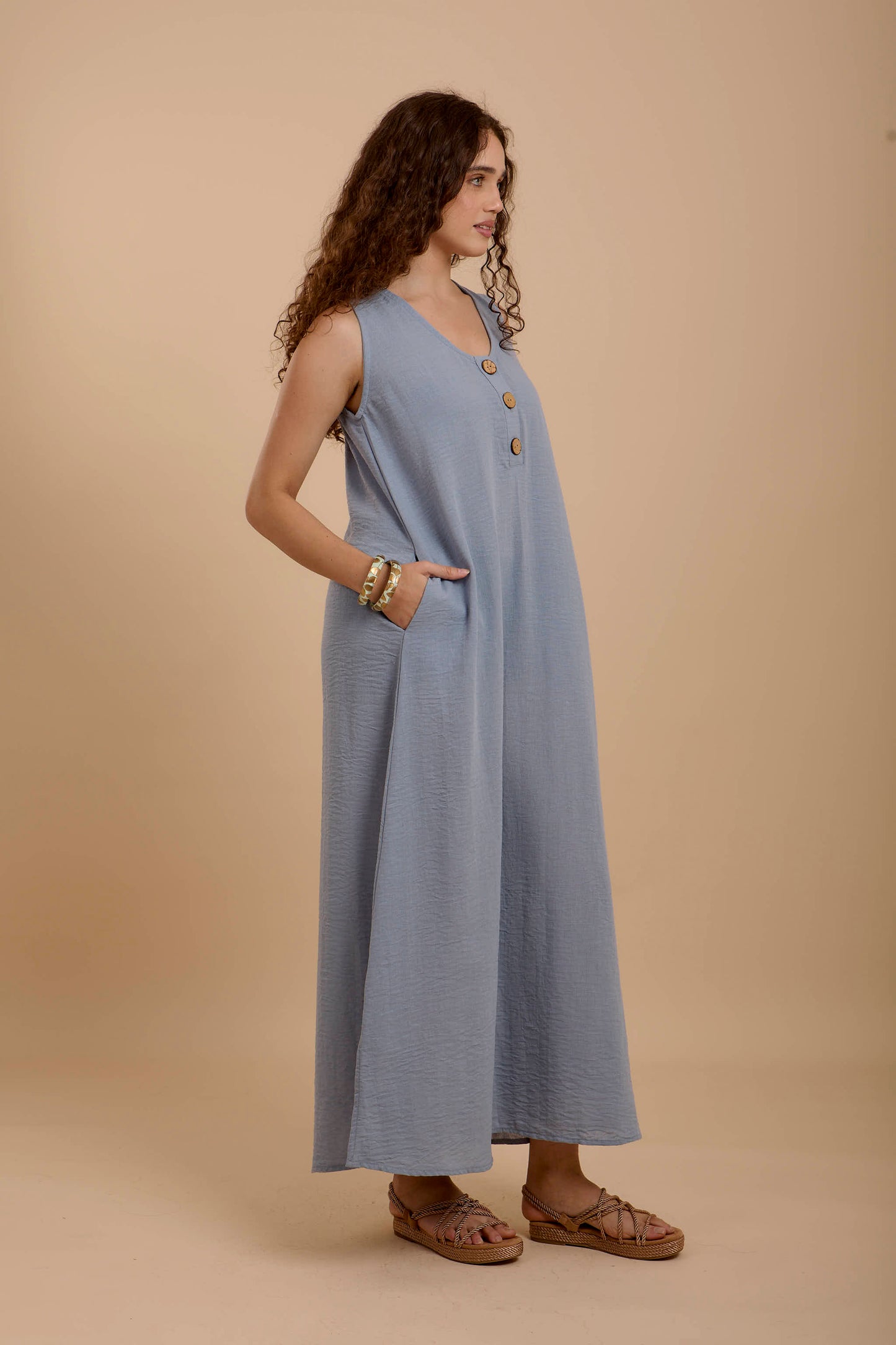 Sleeveless Blue Dress