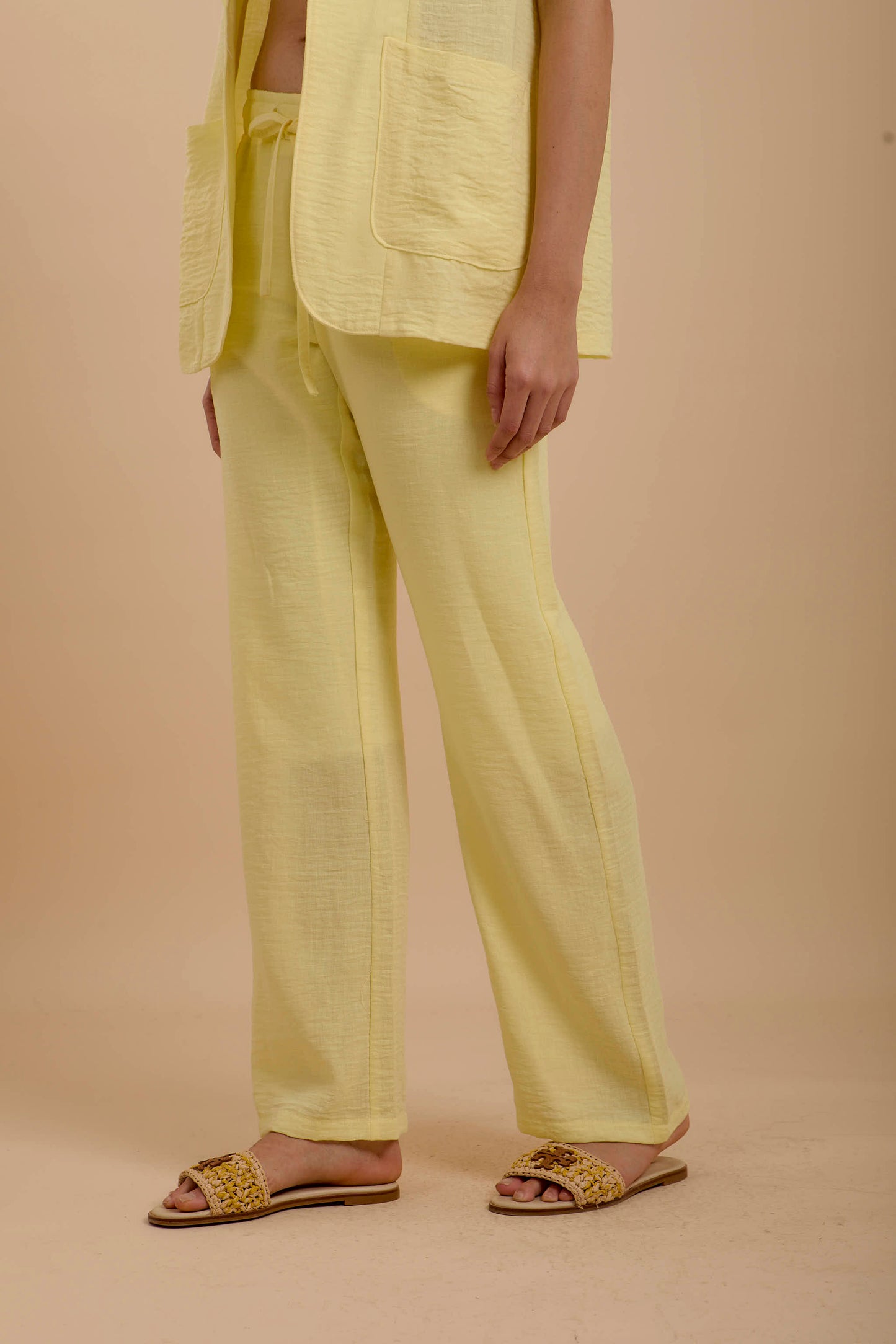 Yellow Linen Loose pants