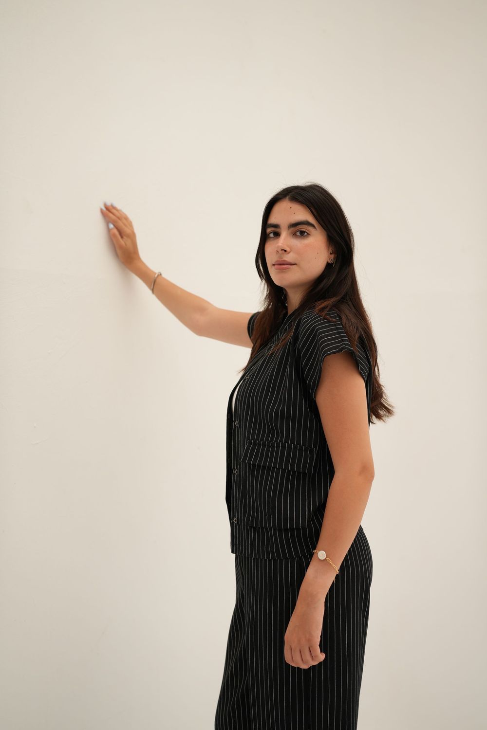 Dropped Striped Set in Black