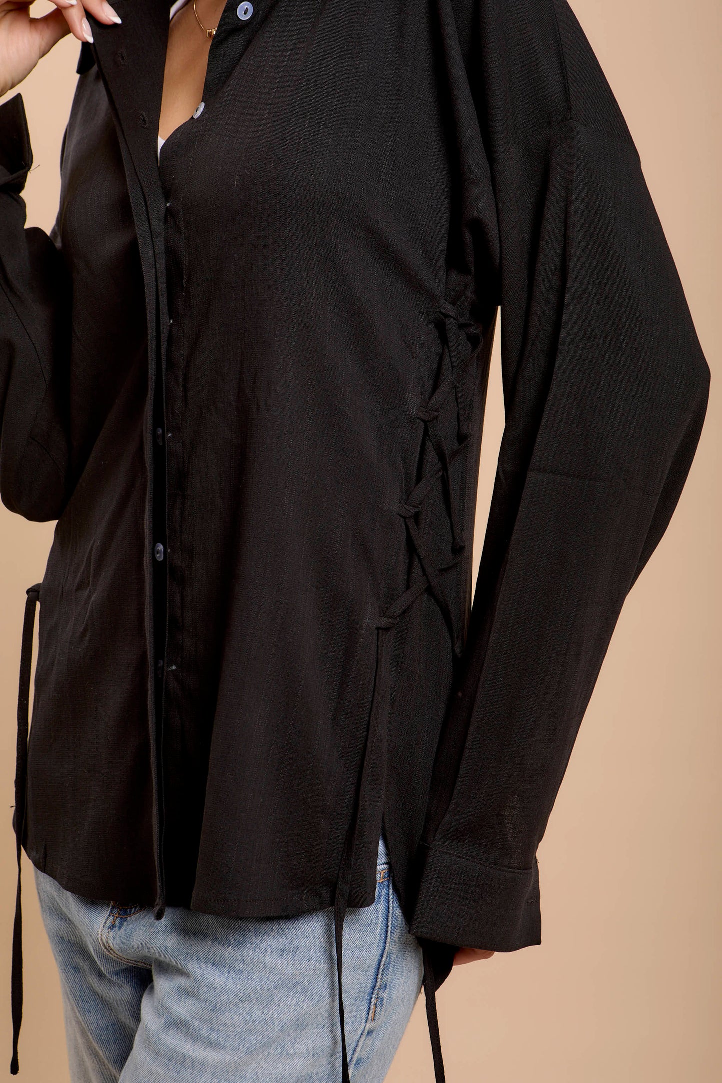 Black Side sinching Shirt