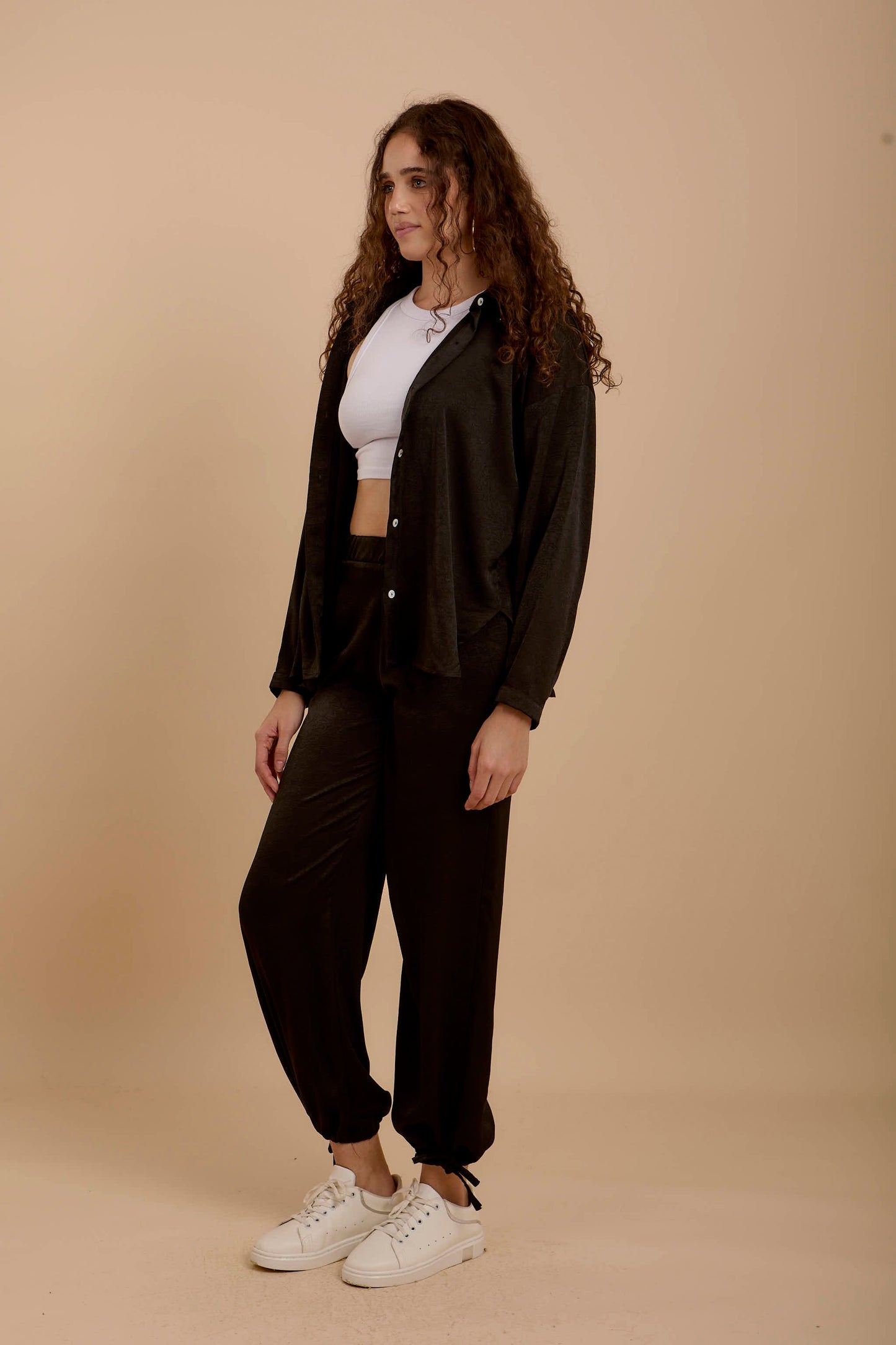 Black Crushed satin Set