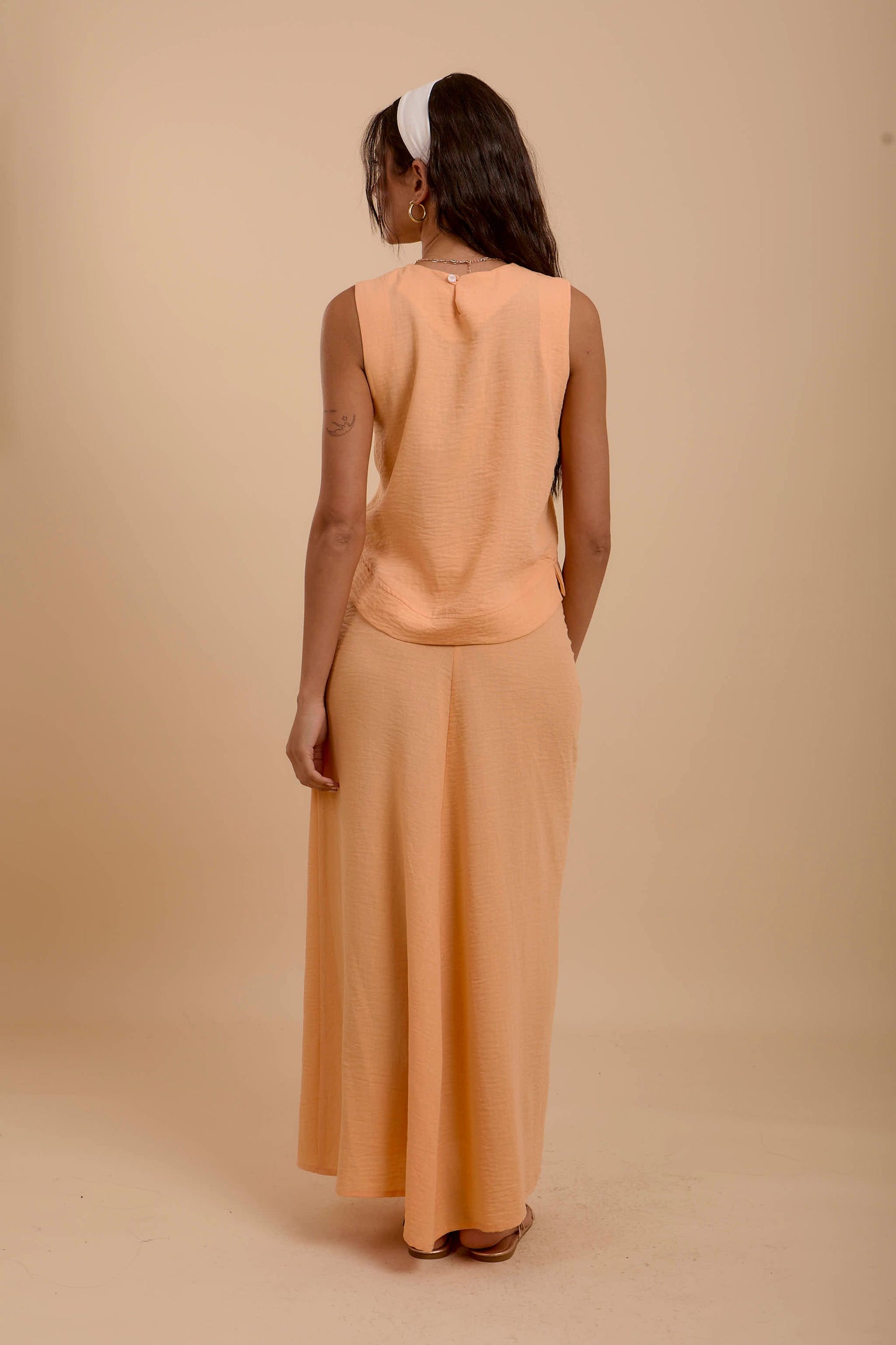 Orange Linen Sleeveless Top