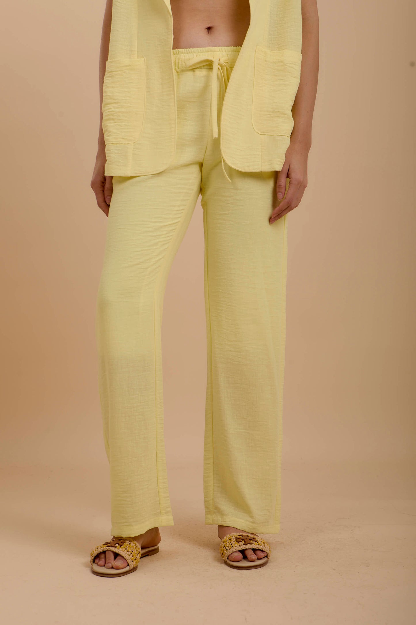 Yellow Linen Loose pants