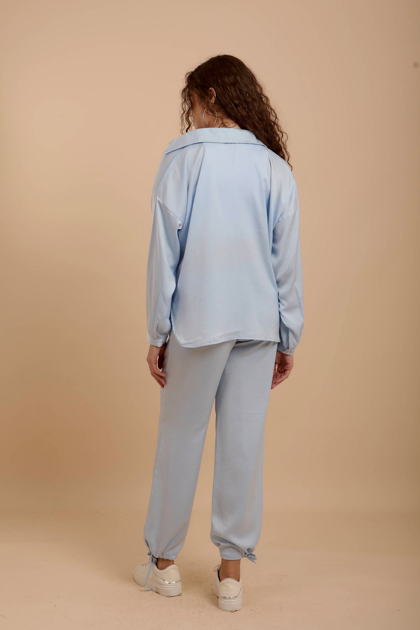 Blue Crushed satin Set