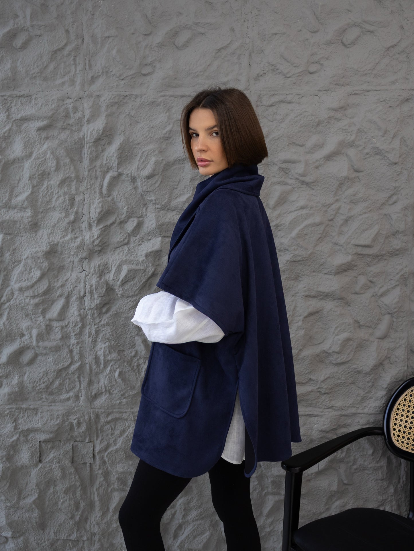 Cozy Shawl Jacket (Navy)