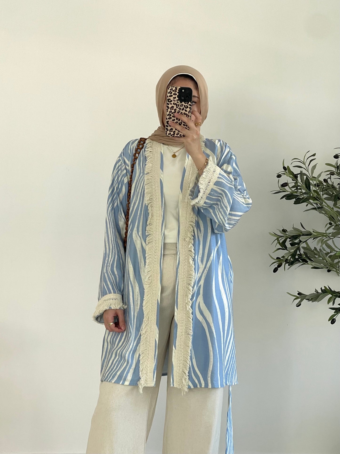 Oia Haze kimono in Sky blue