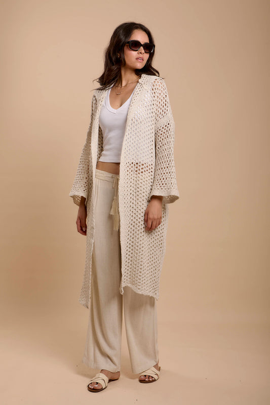 Metallic threads Crochet Jacket off-white