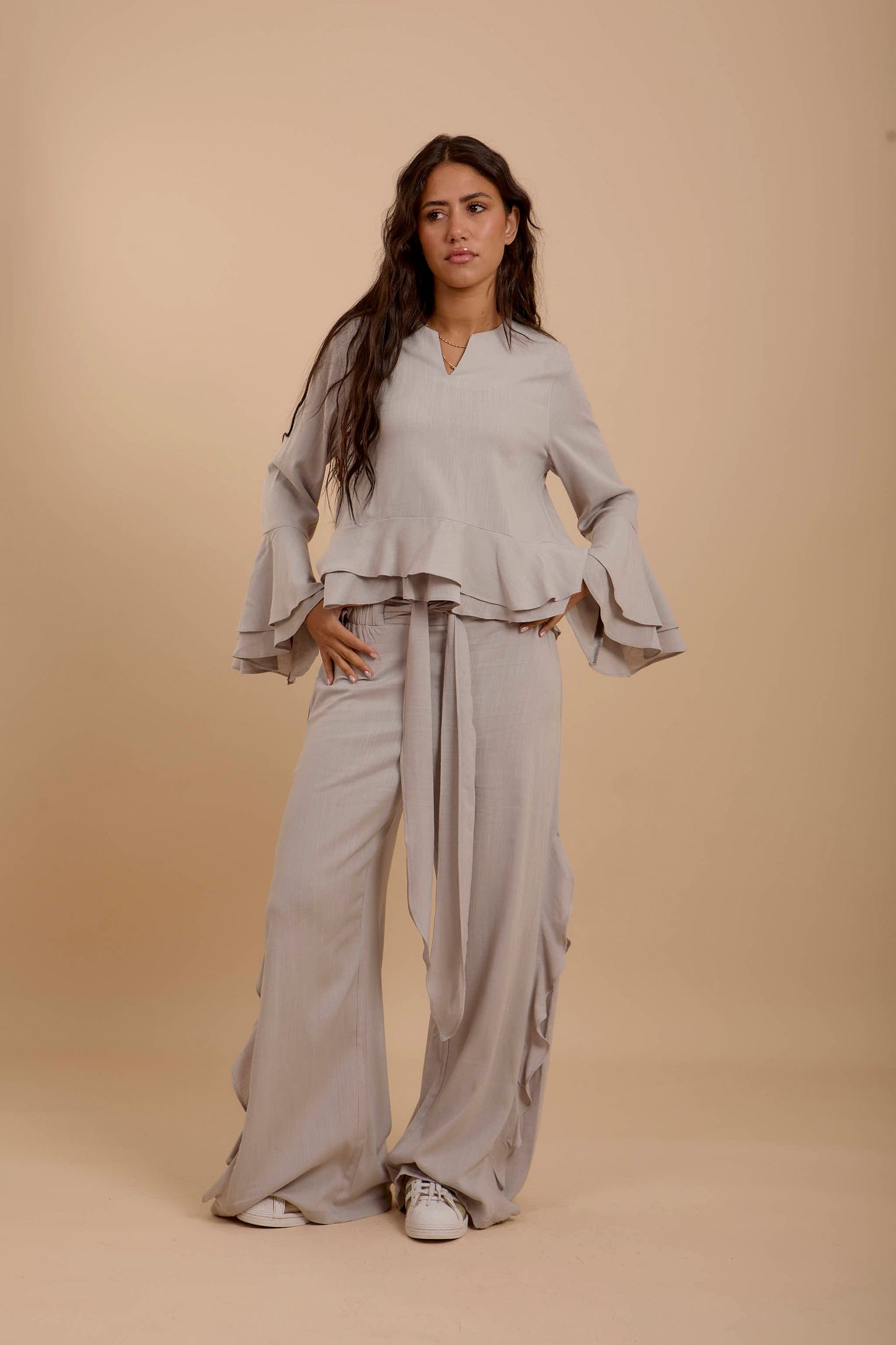 Grey Boho Long sleeve Top