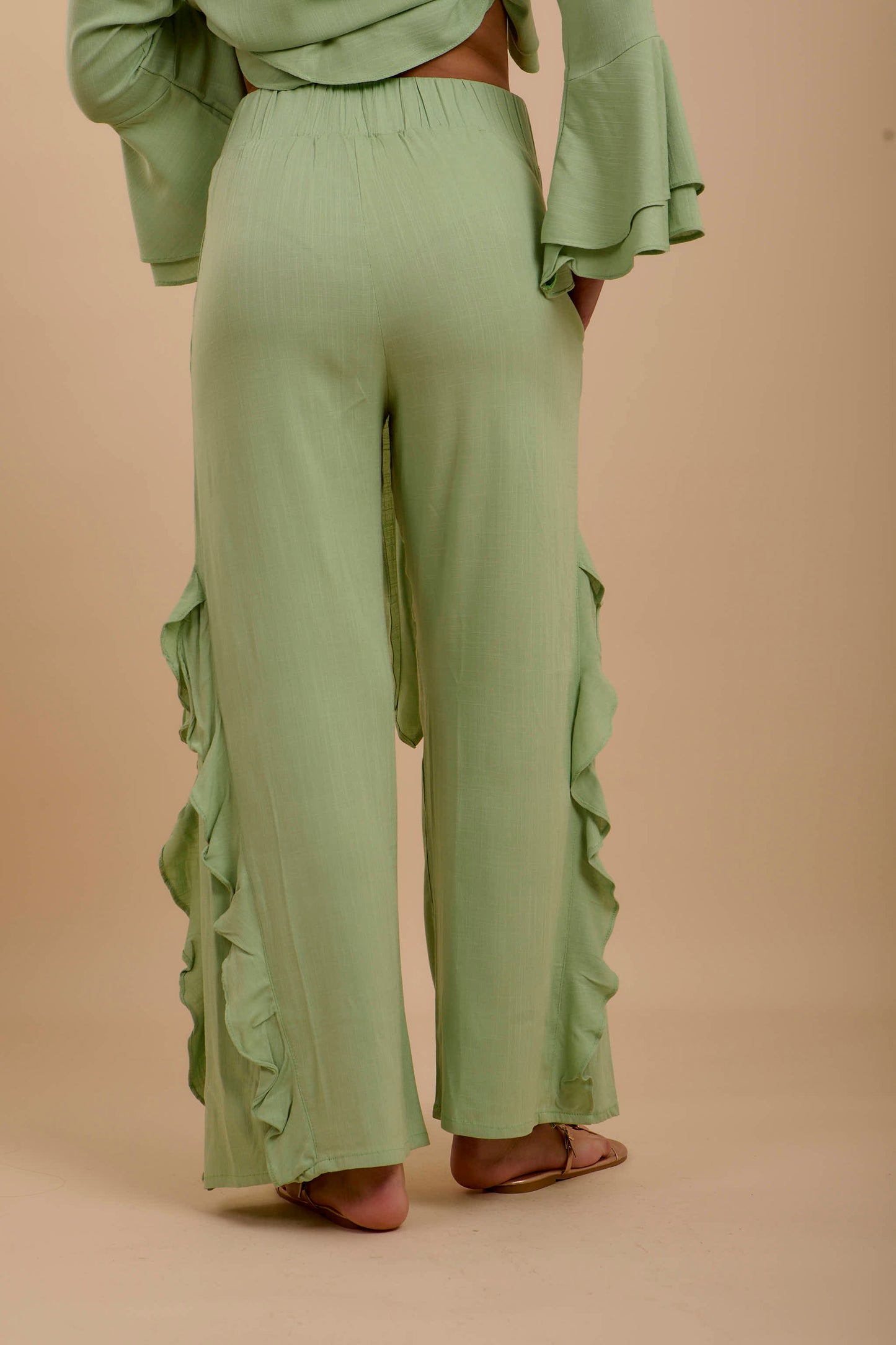 Mint side ruffles Pants