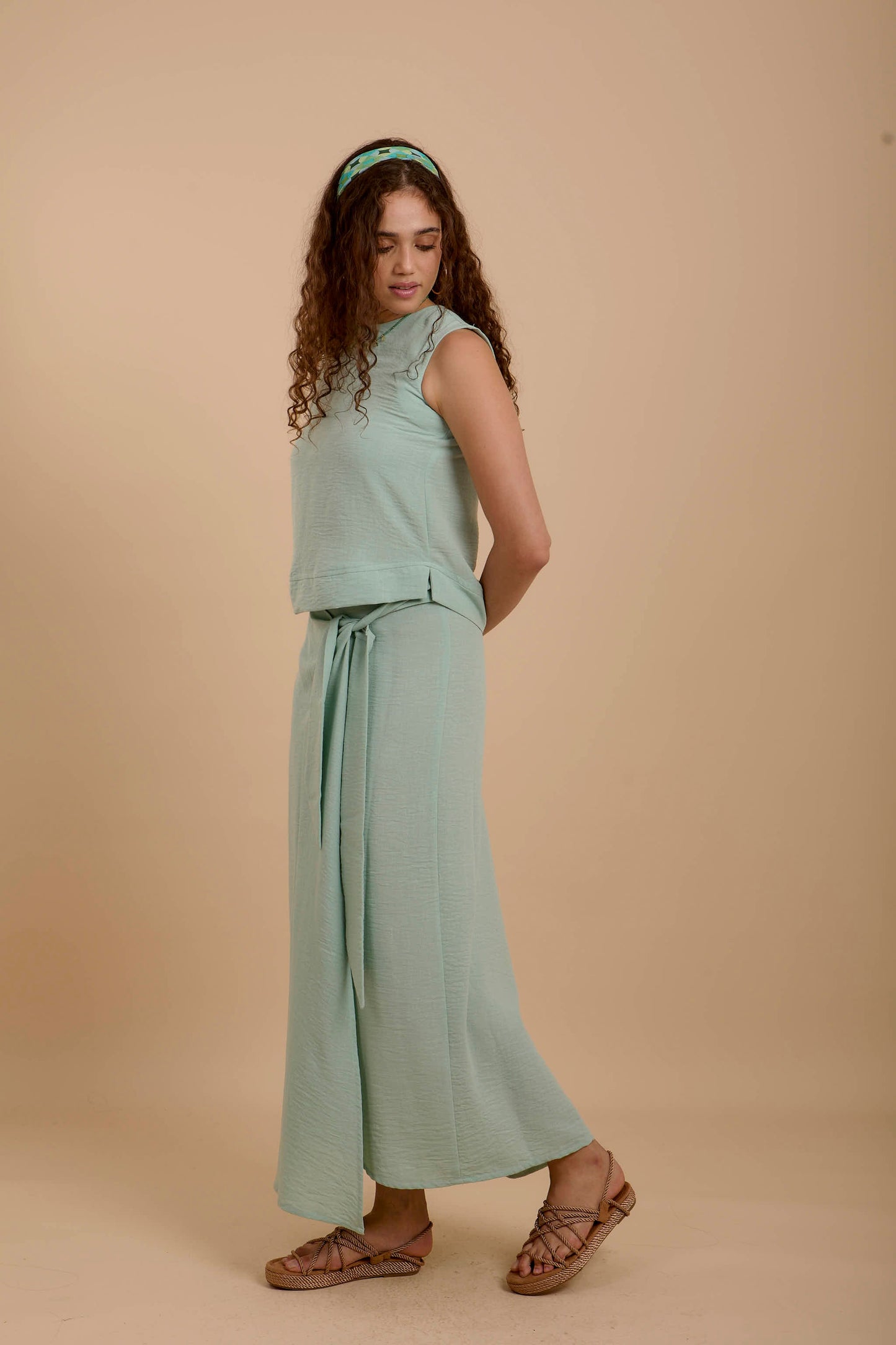 Mint Linen Sleeveless Top