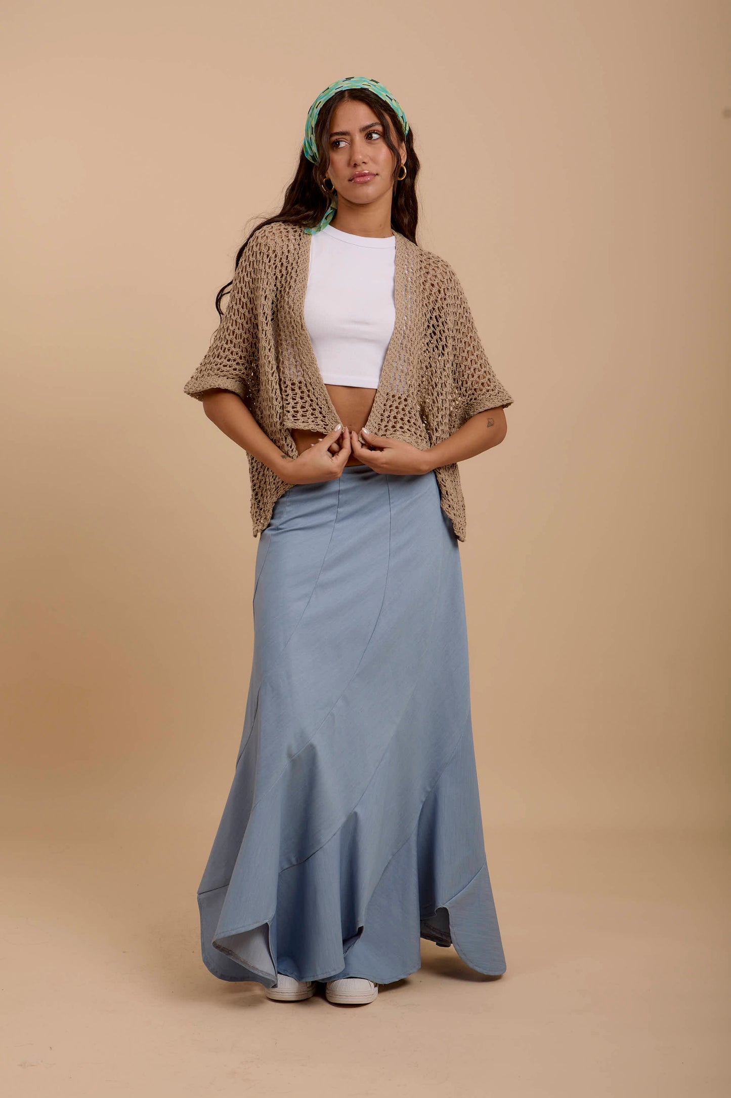 Waves soft Denim Skirt