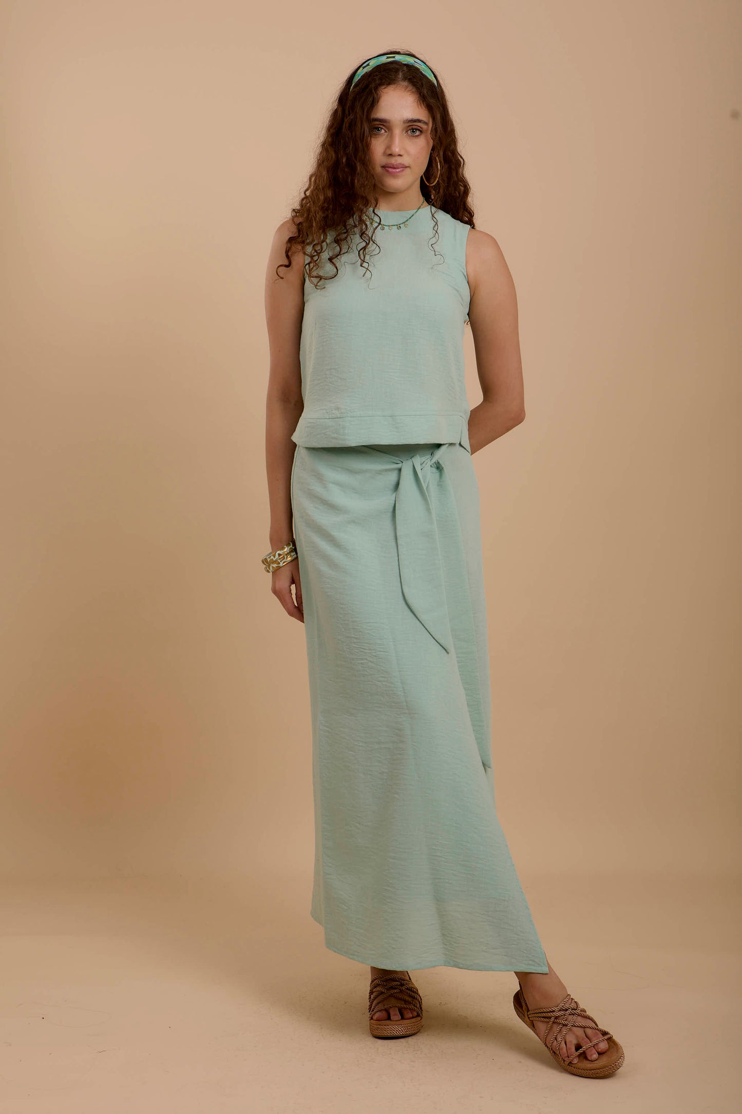 Mint Linen Sleeveless Top