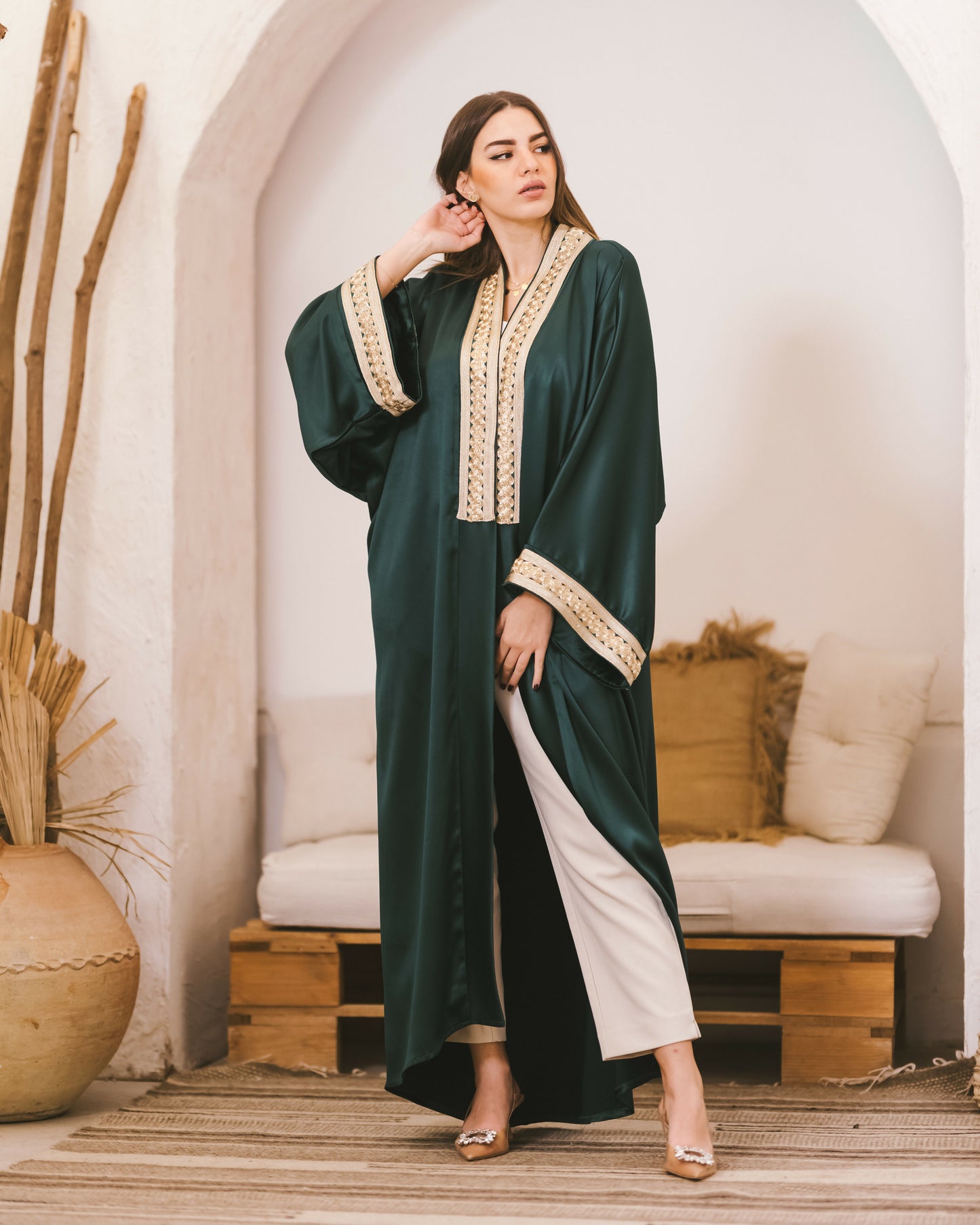 Green Satin Kaftan